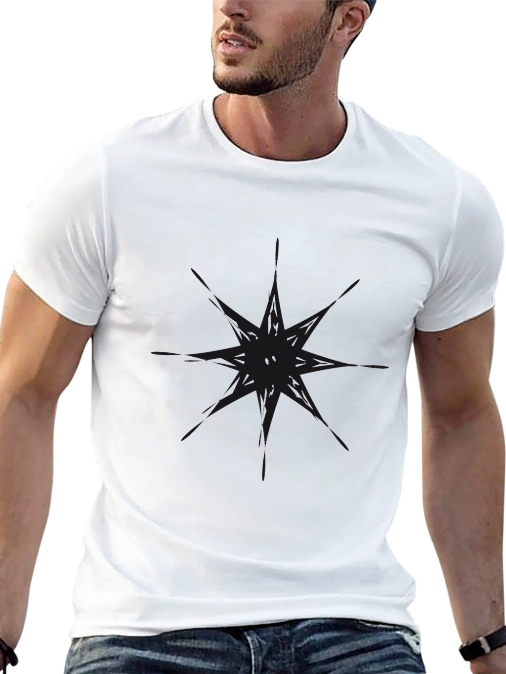 Mens Black Graphic Tee - Modern Style