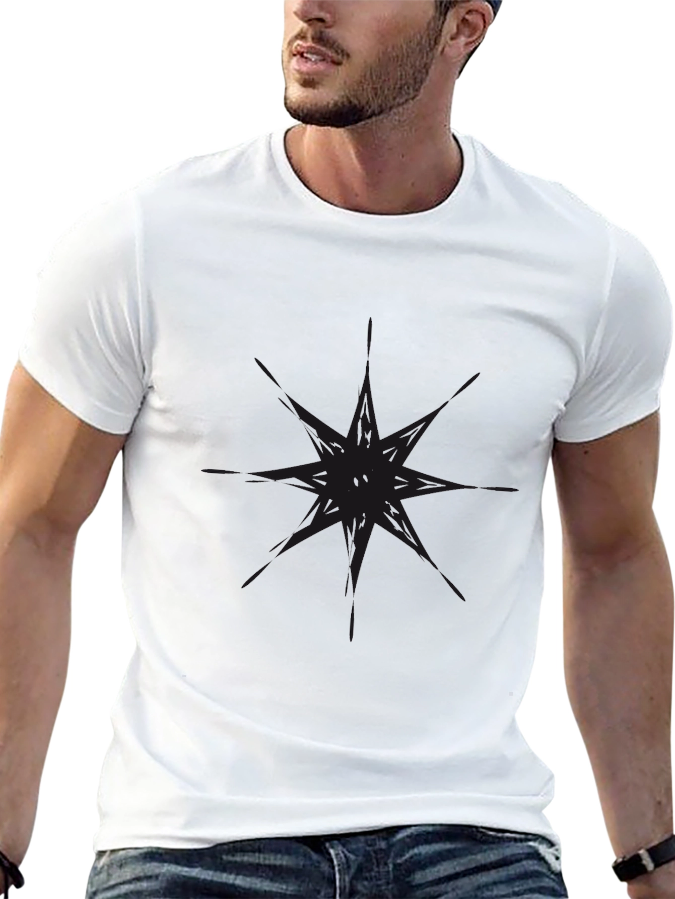 Mens Black Graphic Tee - Modern Style