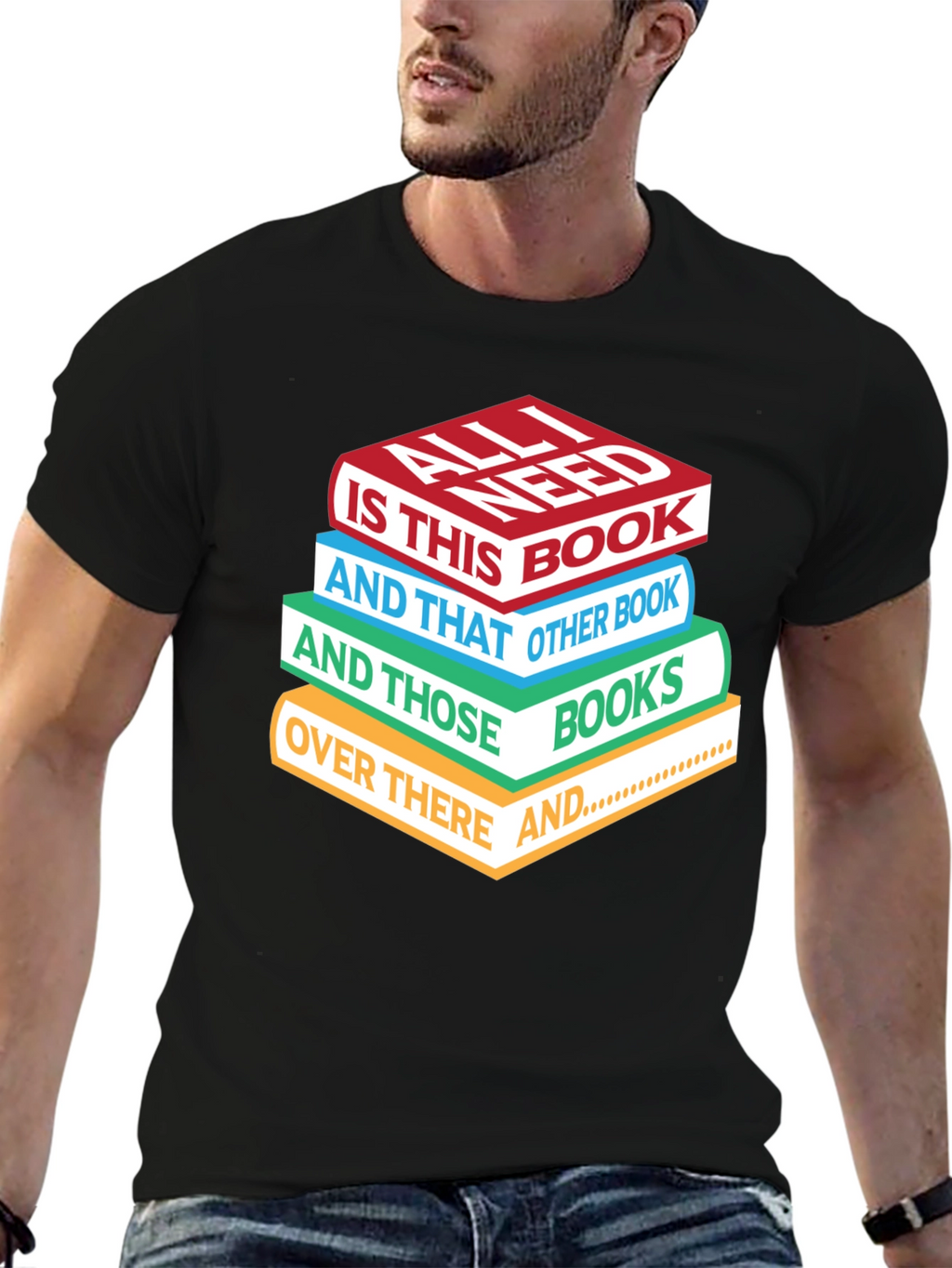 Book Lover T-Shirt - Stacked Books Design