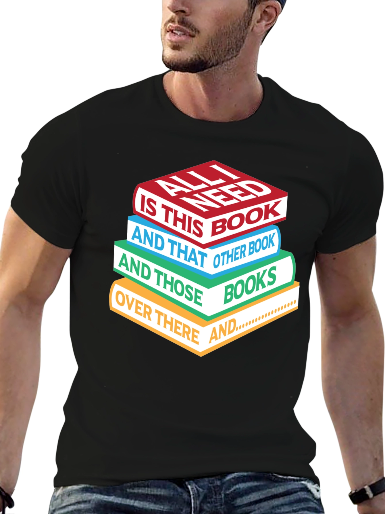 Book Lover T-Shirt - Stacked Books Design
