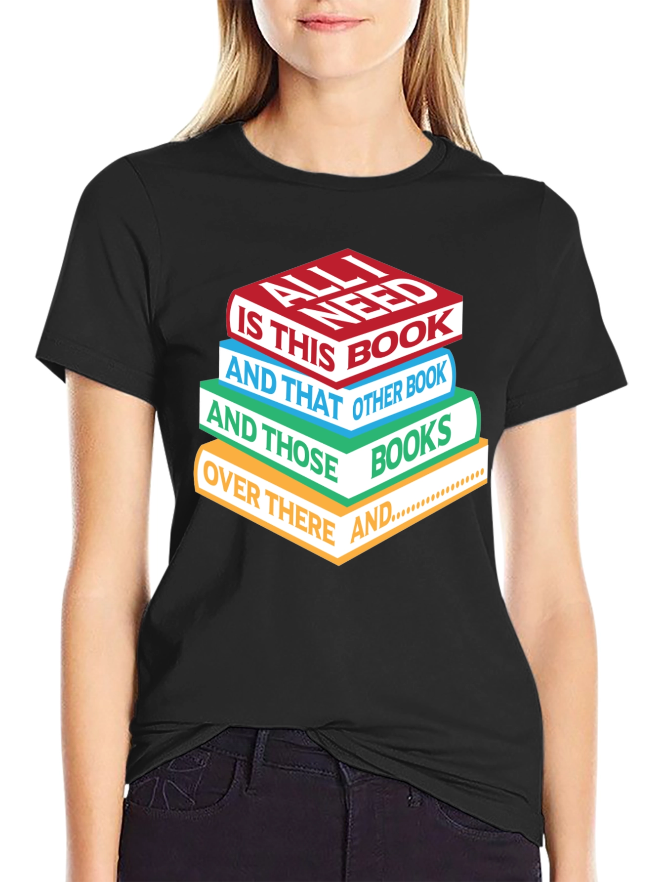 Book Lover T-Shirt - Stacked Books Design
