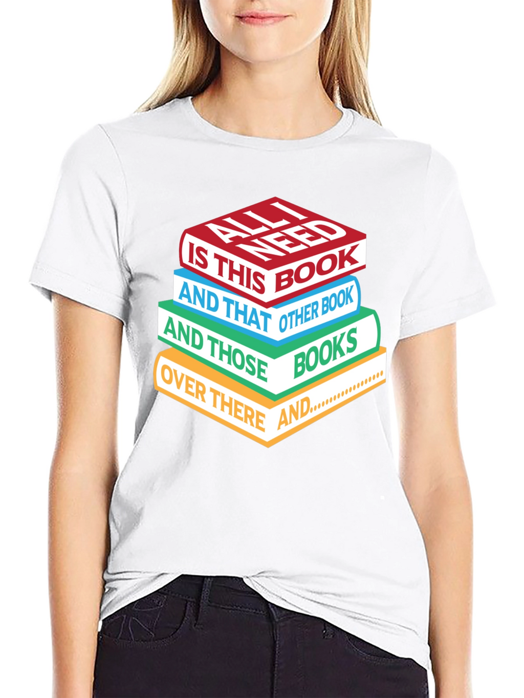 Book Lover T-Shirt - Stacked Books Design
