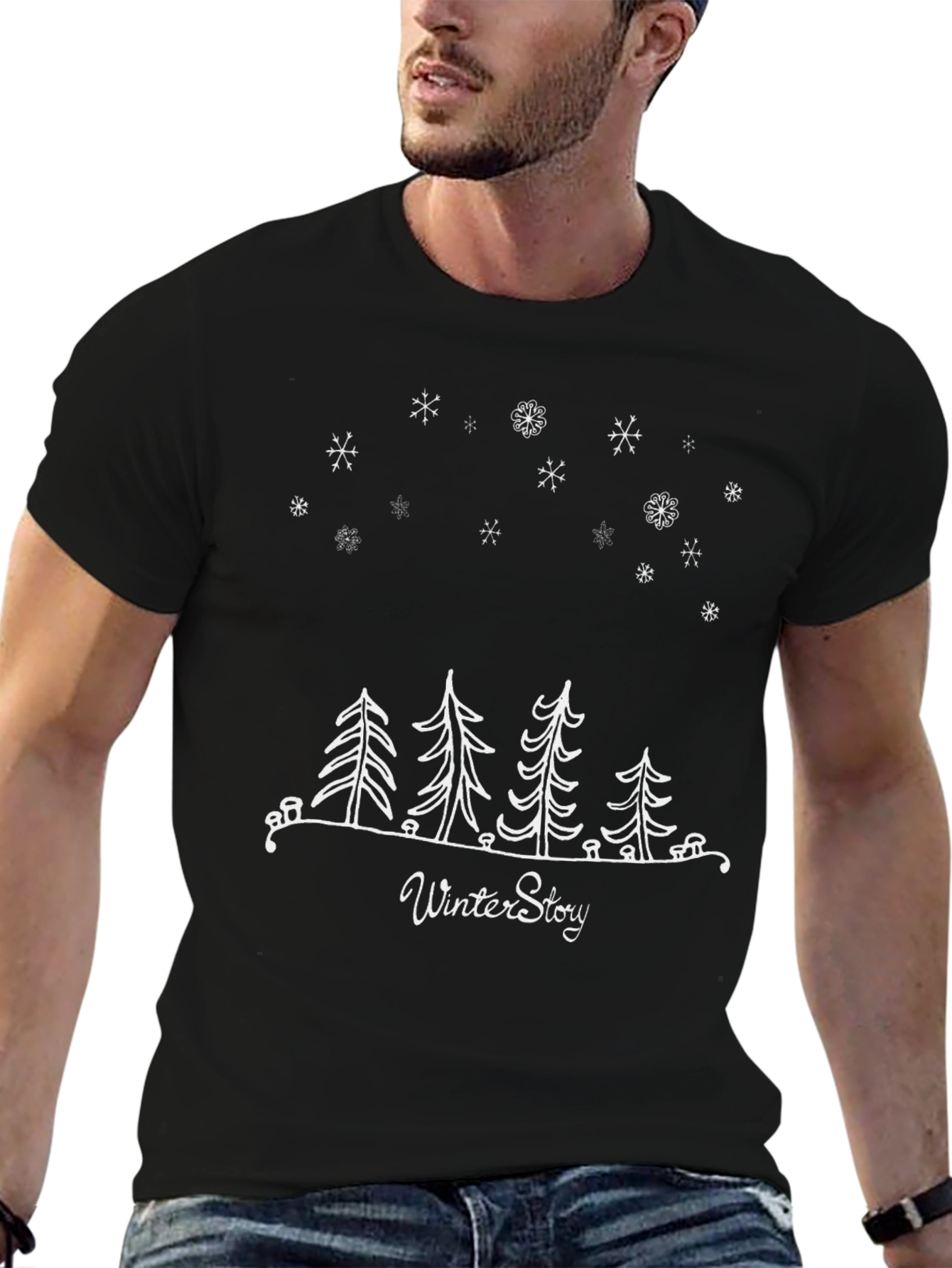 Winter Story Graphic Tee - Stylish Black T-Shirt