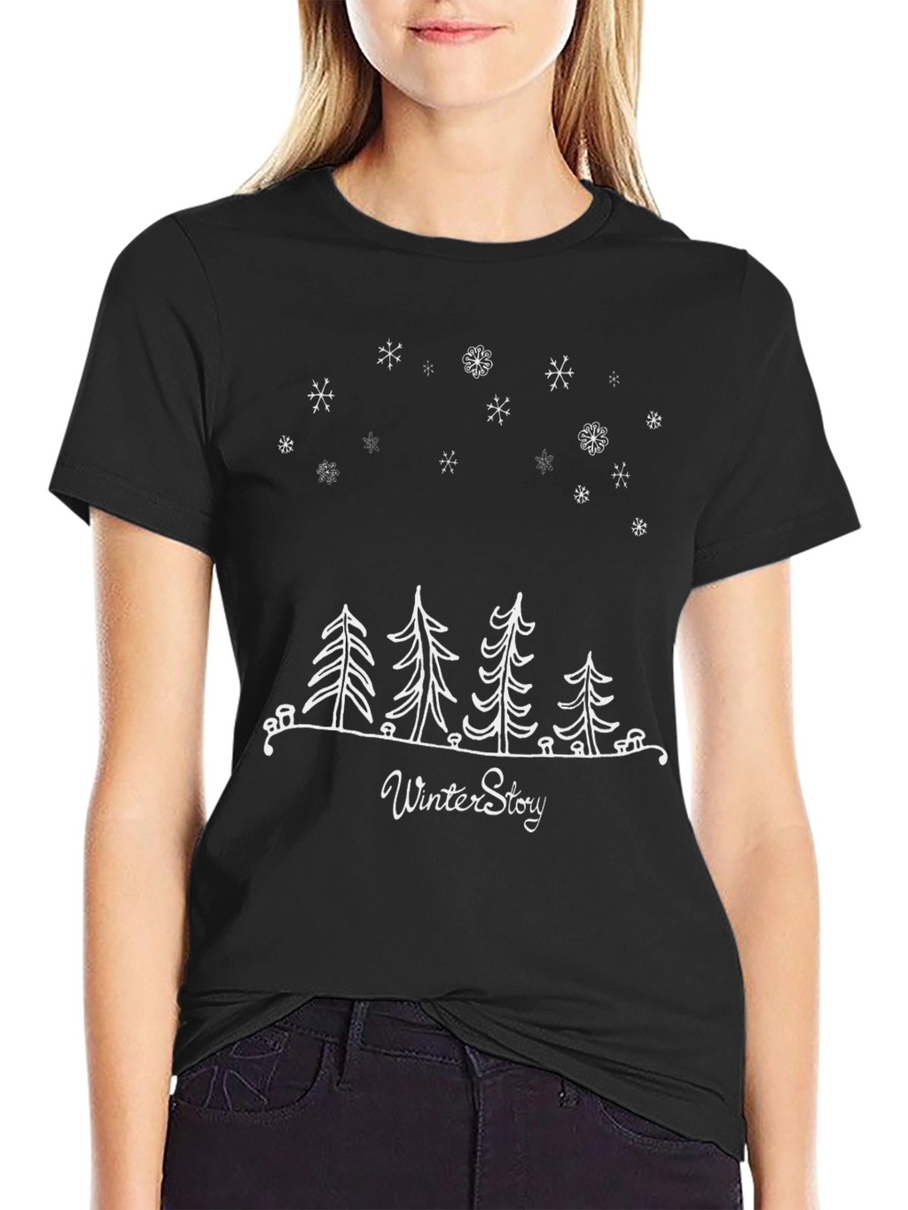Winter Story Graphic Tee - Stylish Black T-Shirt