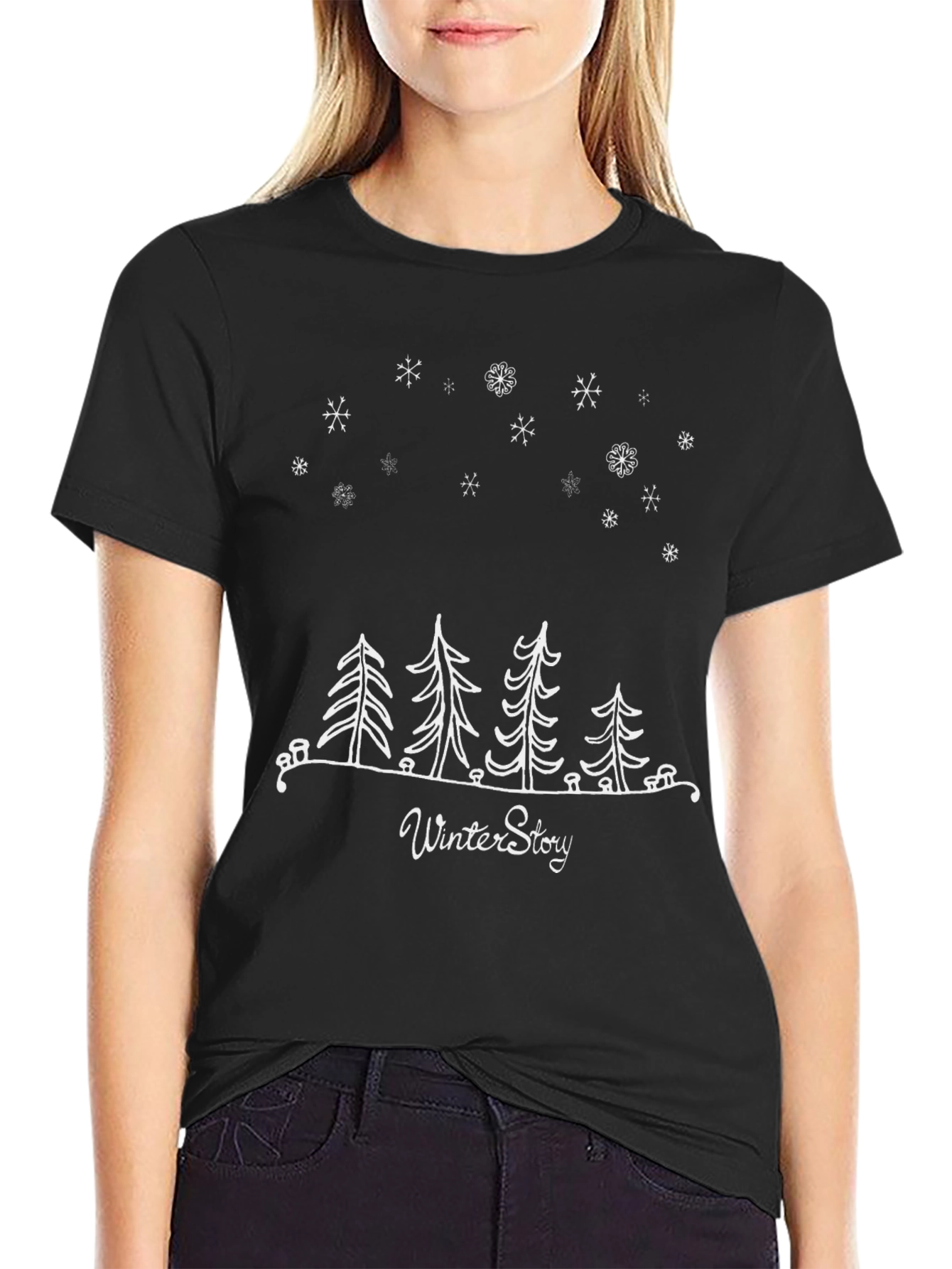 Winter Story Graphic Tee - Stylish Black T-Shirt