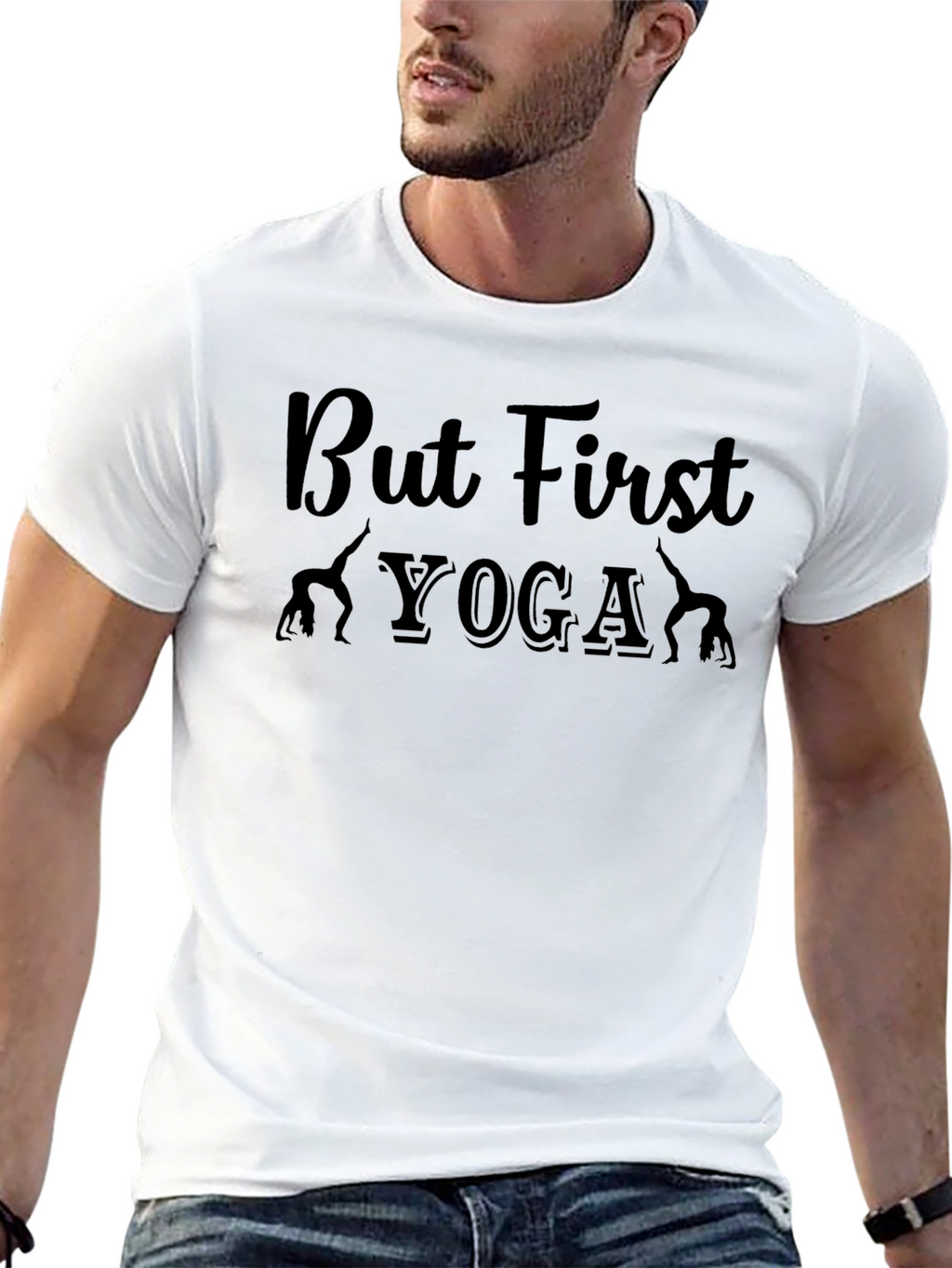 But First Yoga Graphic Tee - Unisex Black T-Shirt