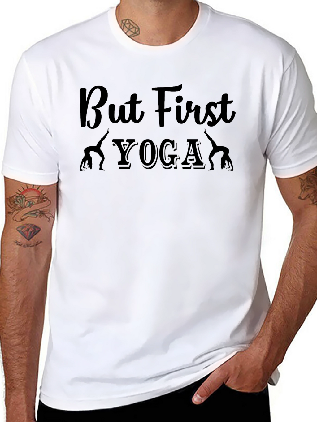 But First Yoga Graphic Tee - Unisex Black T-Shirt