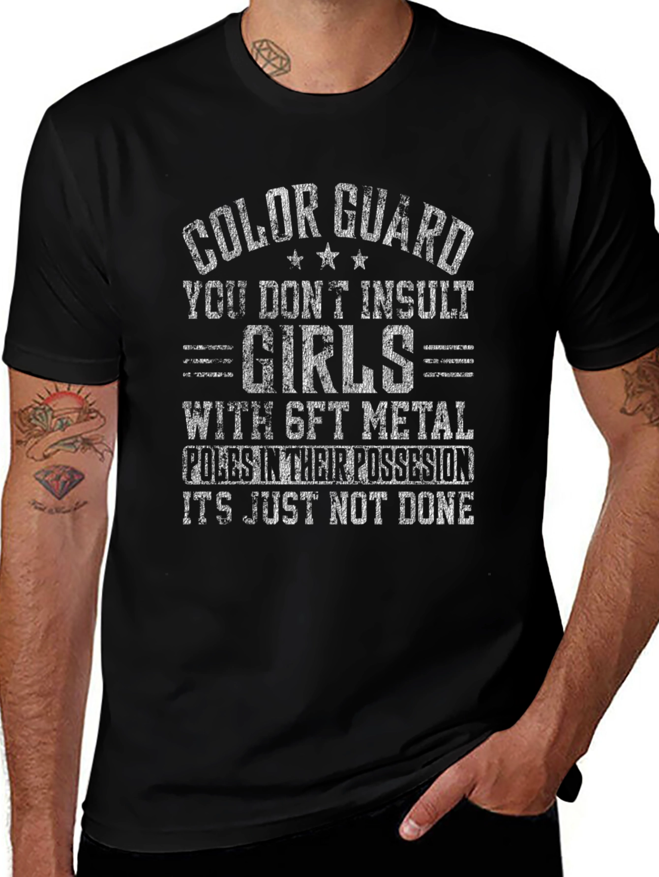 Color Guard Girls With Metal Poles T-Shirt