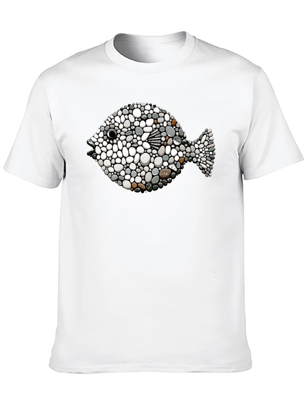 Stone Pebble Fish Graphic Tee - Black