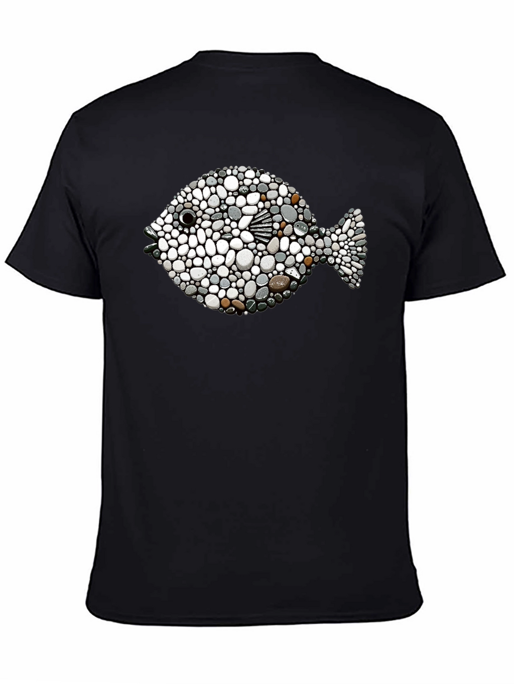 Stone Pebble Fish Graphic Tee - Black