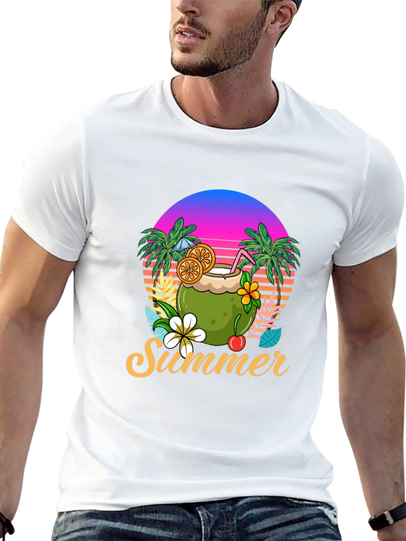 Tropical Summer Coconut Graphic Tee