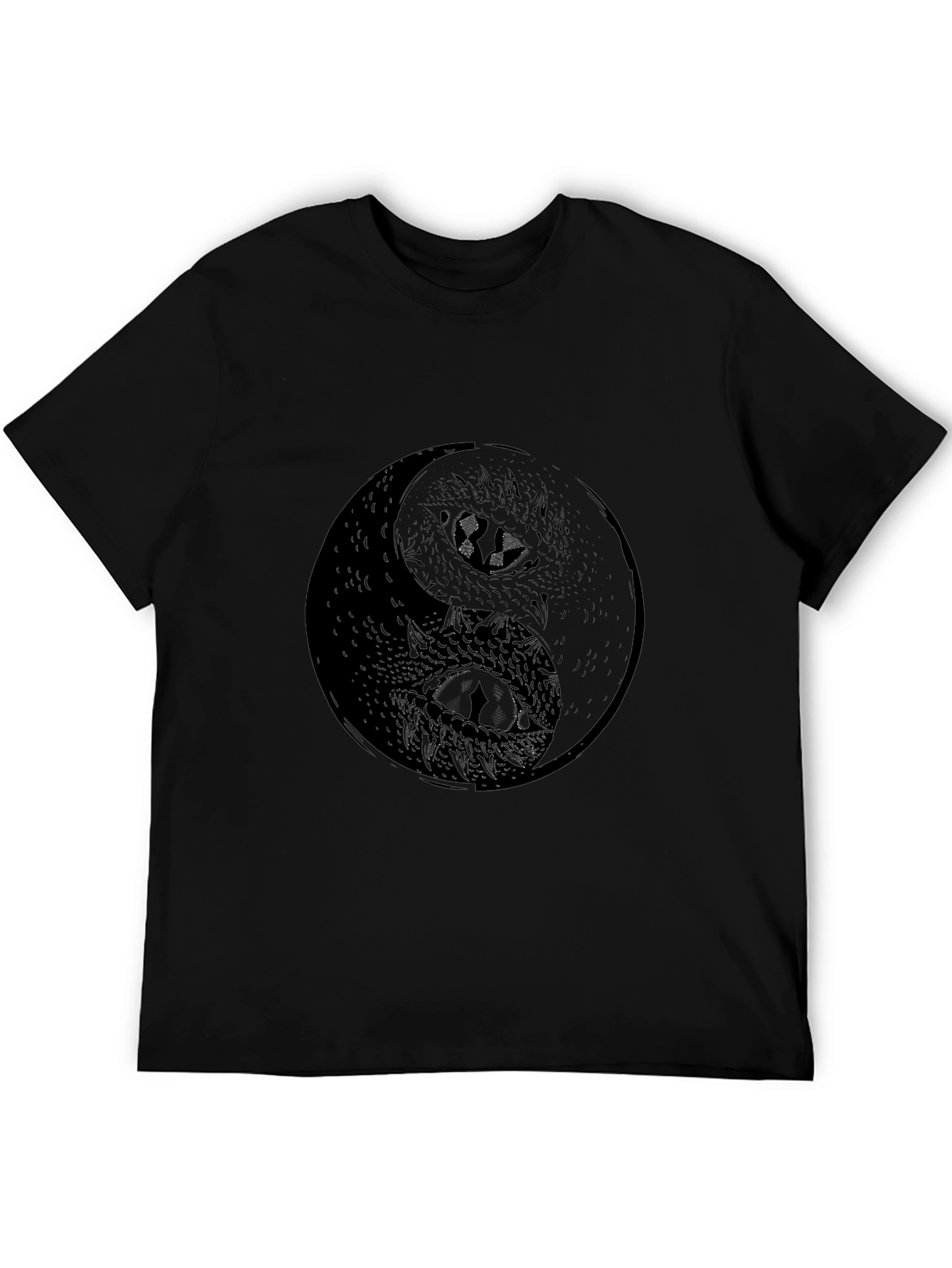 Yin Yang Dragon Graphic Tee - Black