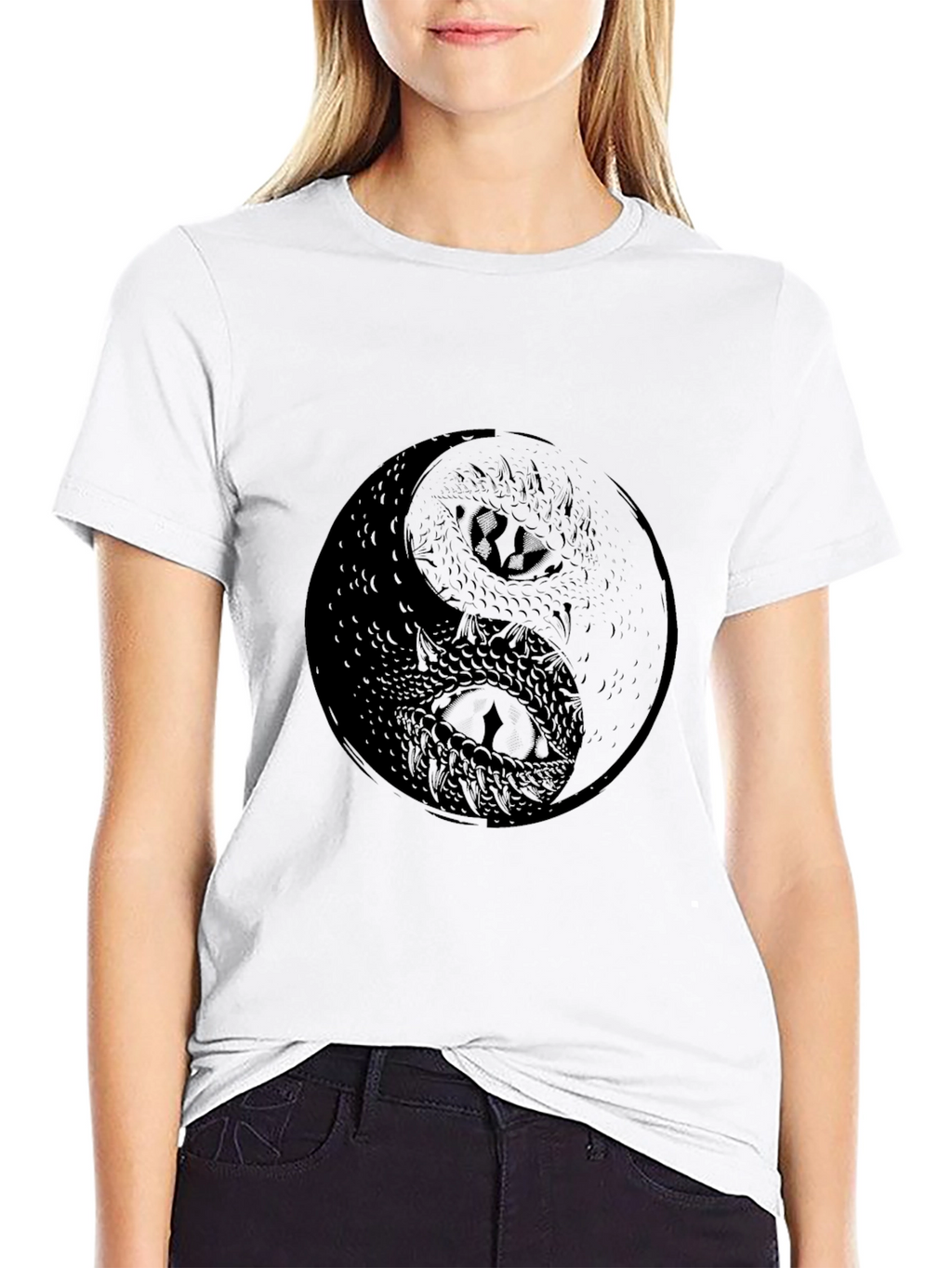 Yin Yang Dragon Graphic Tee - Black