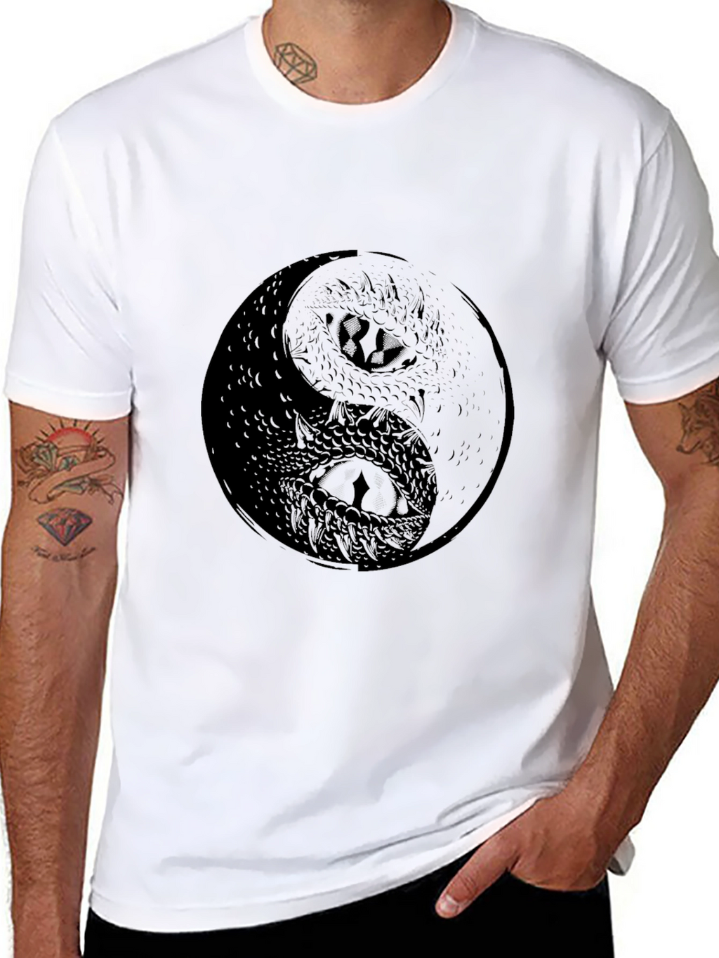 Yin Yang Dragon Graphic Tee - Black