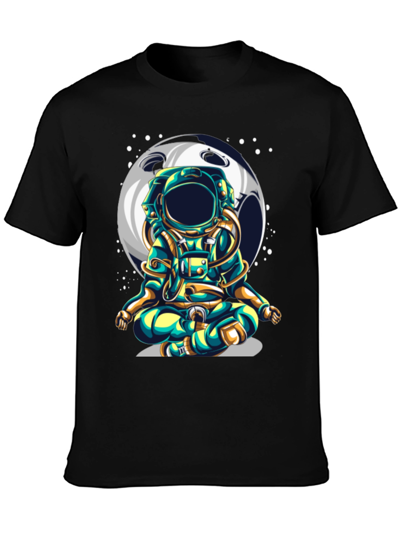 Astronaut Moon T-Shirt - Meditating Space Traveler