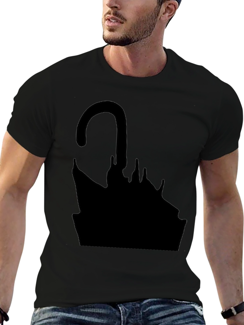 Abstract Umbrella Graphic Black T-Shirt