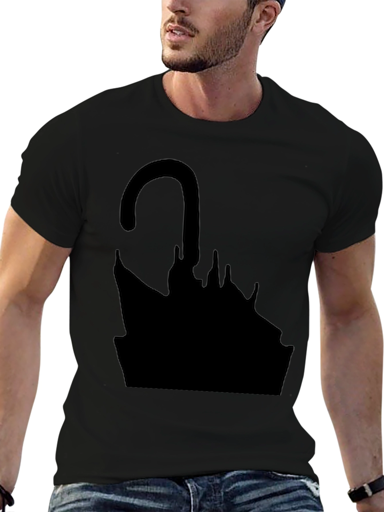 Abstract Umbrella Graphic Black T-Shirt