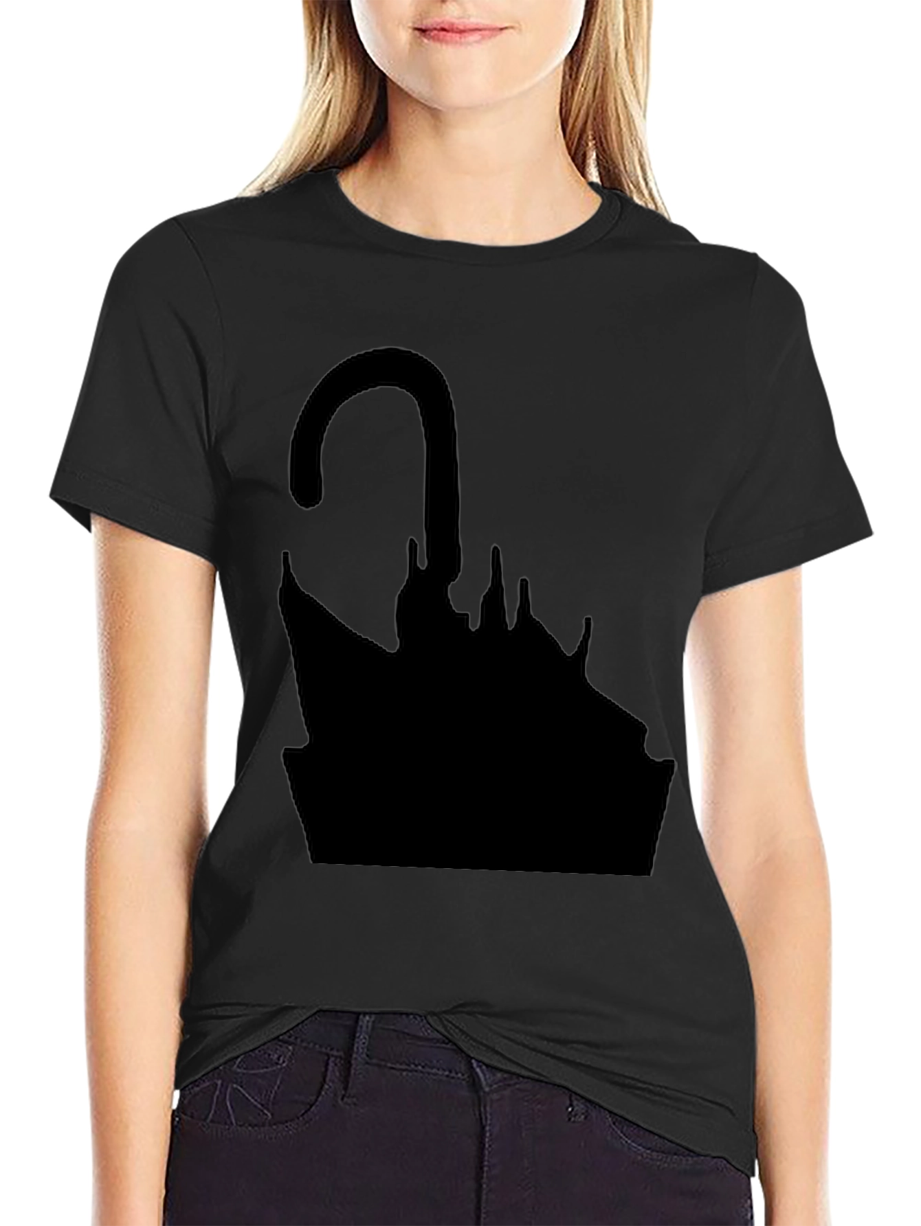 Abstract Umbrella Graphic Black T-Shirt