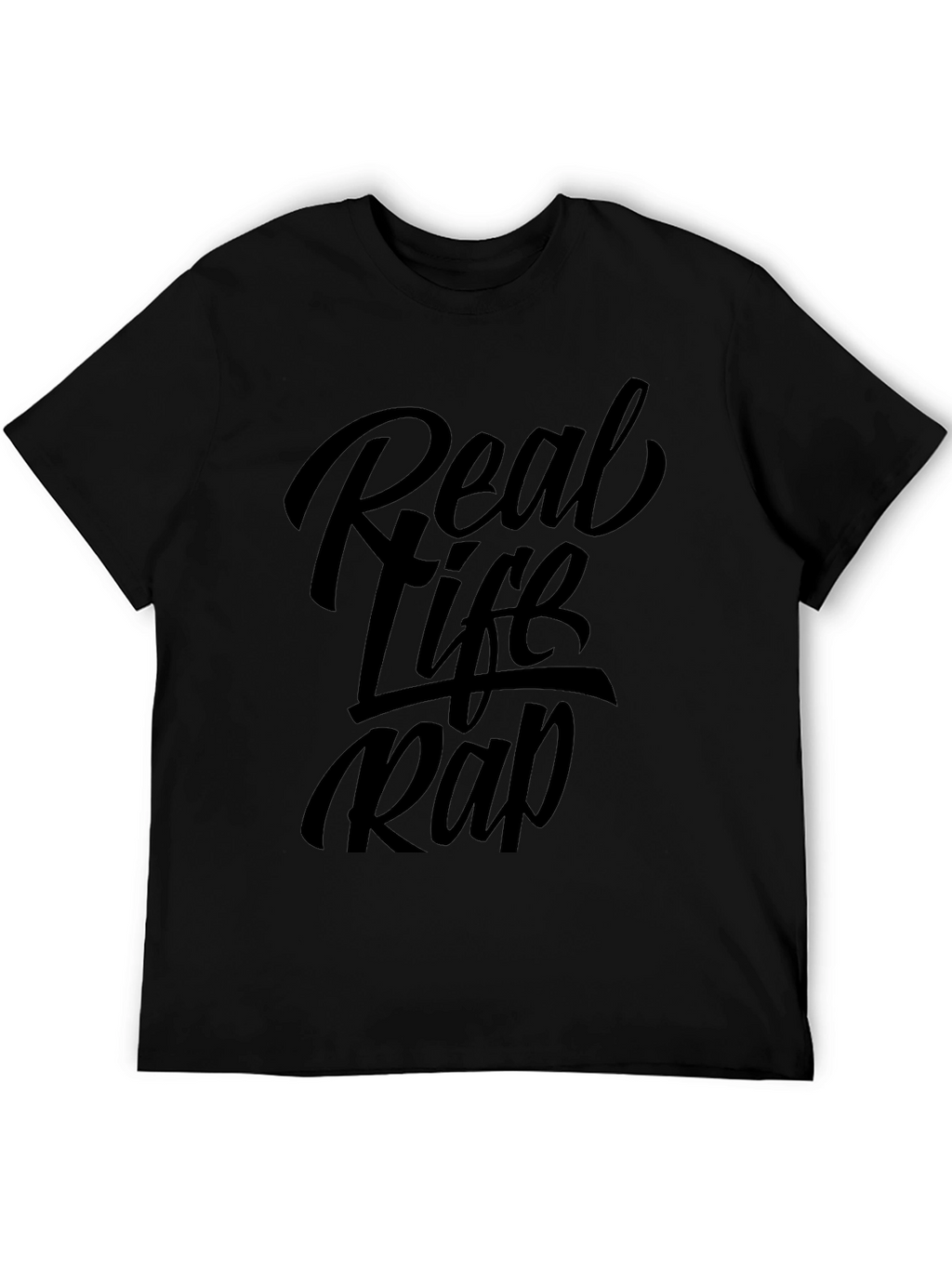 Real Life Rap Black Graphic Tee Shirt