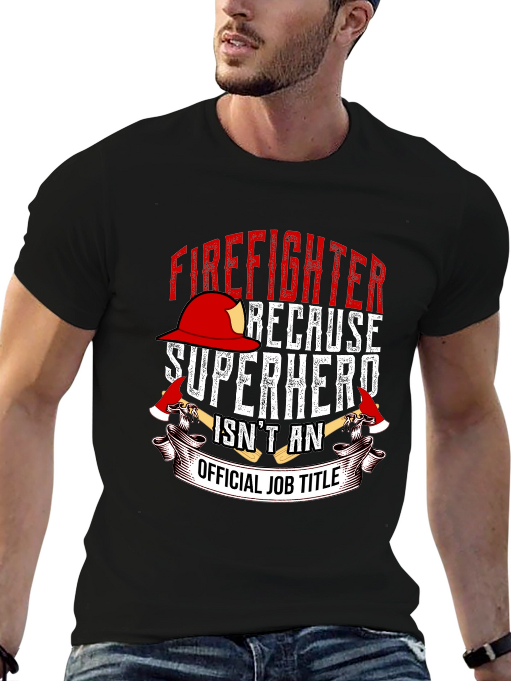Firefighter Superhero Graphic T-Shirt