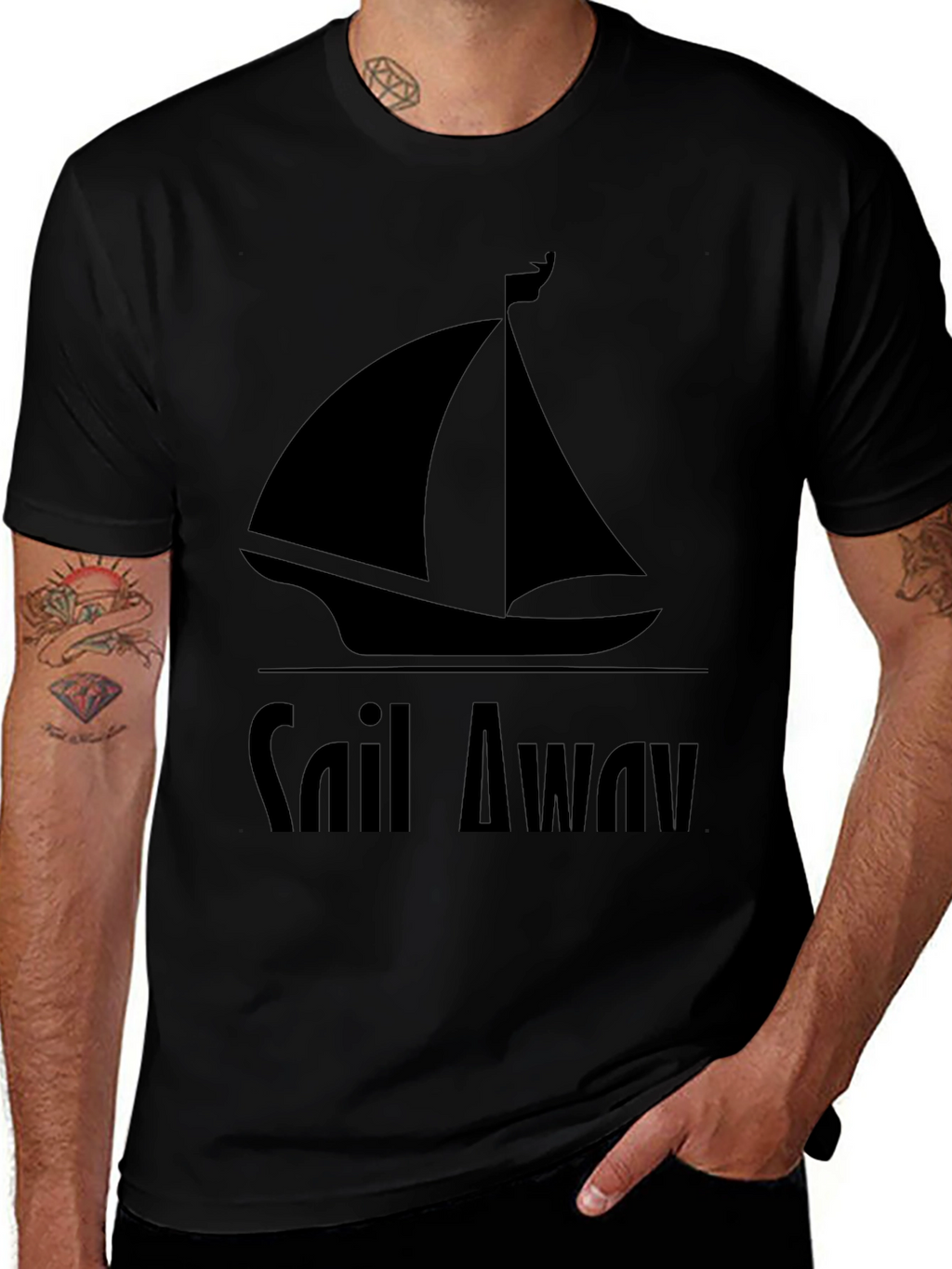 Sail Away Graphic Tee - Mens Black T-Shirt