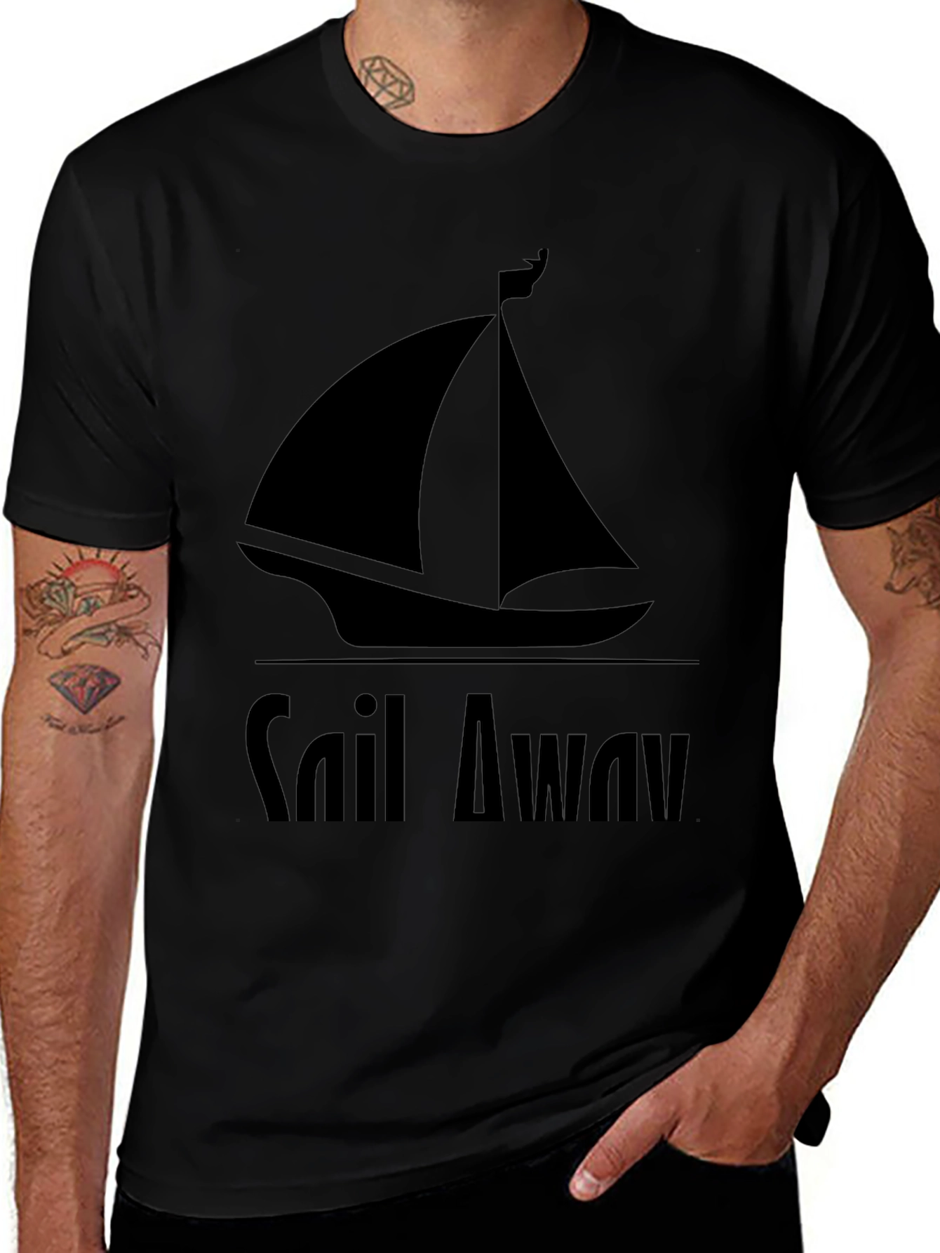 Sail Away Graphic Tee - Mens Black T-Shirt