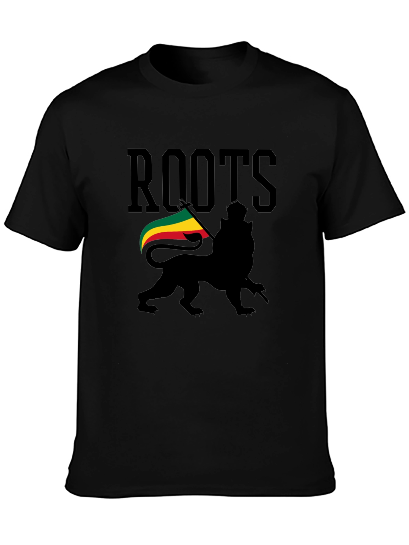 Roots Lion Black T-Shirt Reggae Rasta