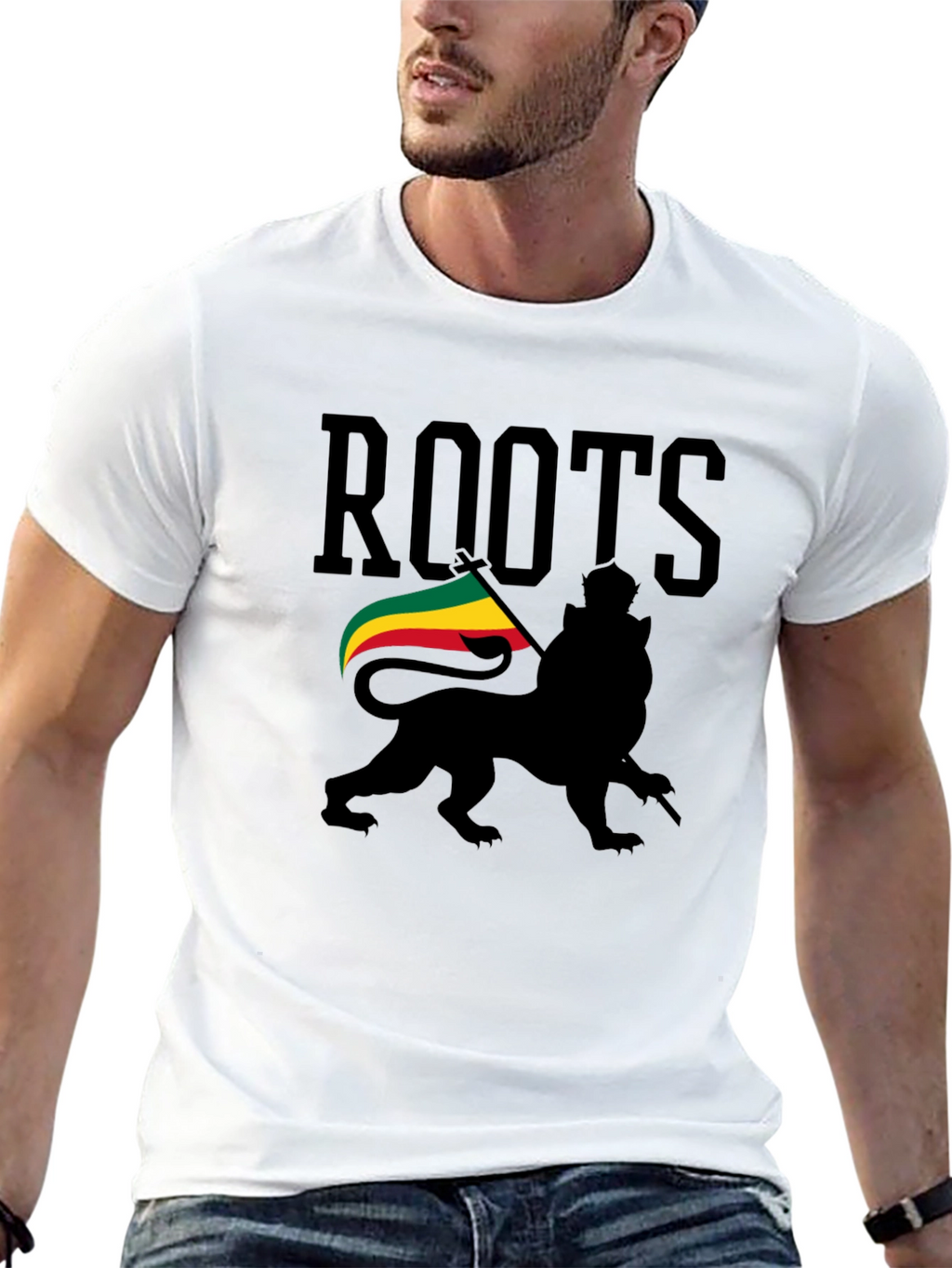 Roots Lion Black T-Shirt Reggae Rasta