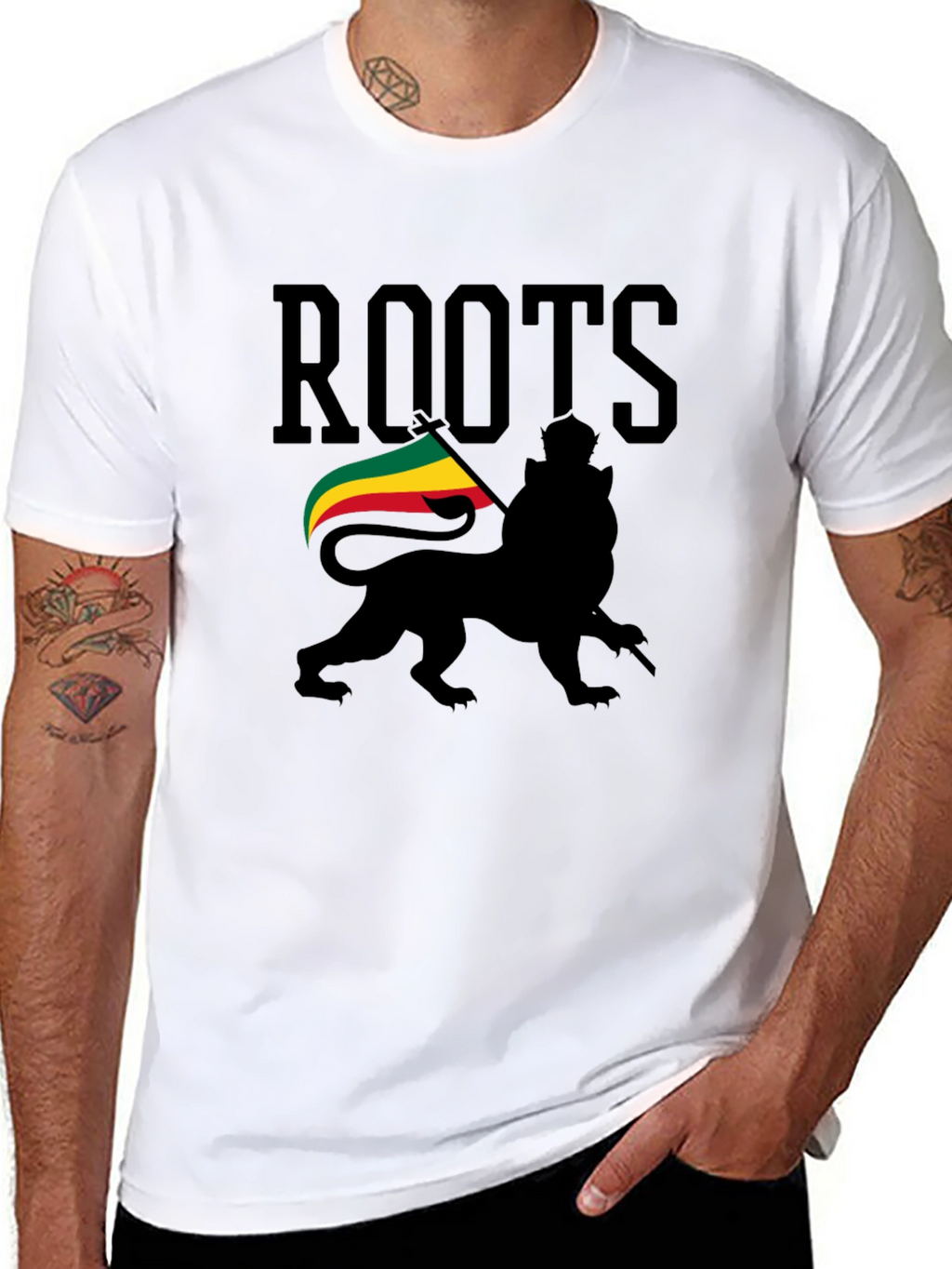 Roots Lion Black T-Shirt Reggae Rasta