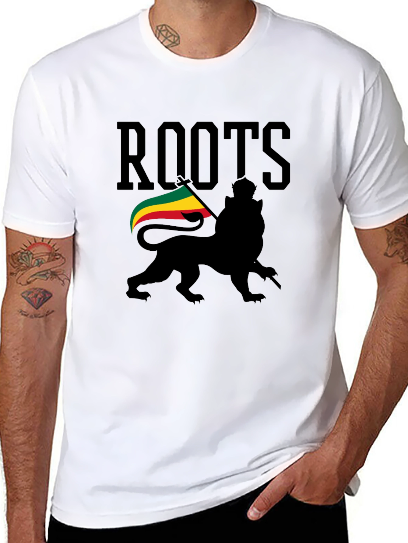 Roots Lion Black T-Shirt Reggae Rasta