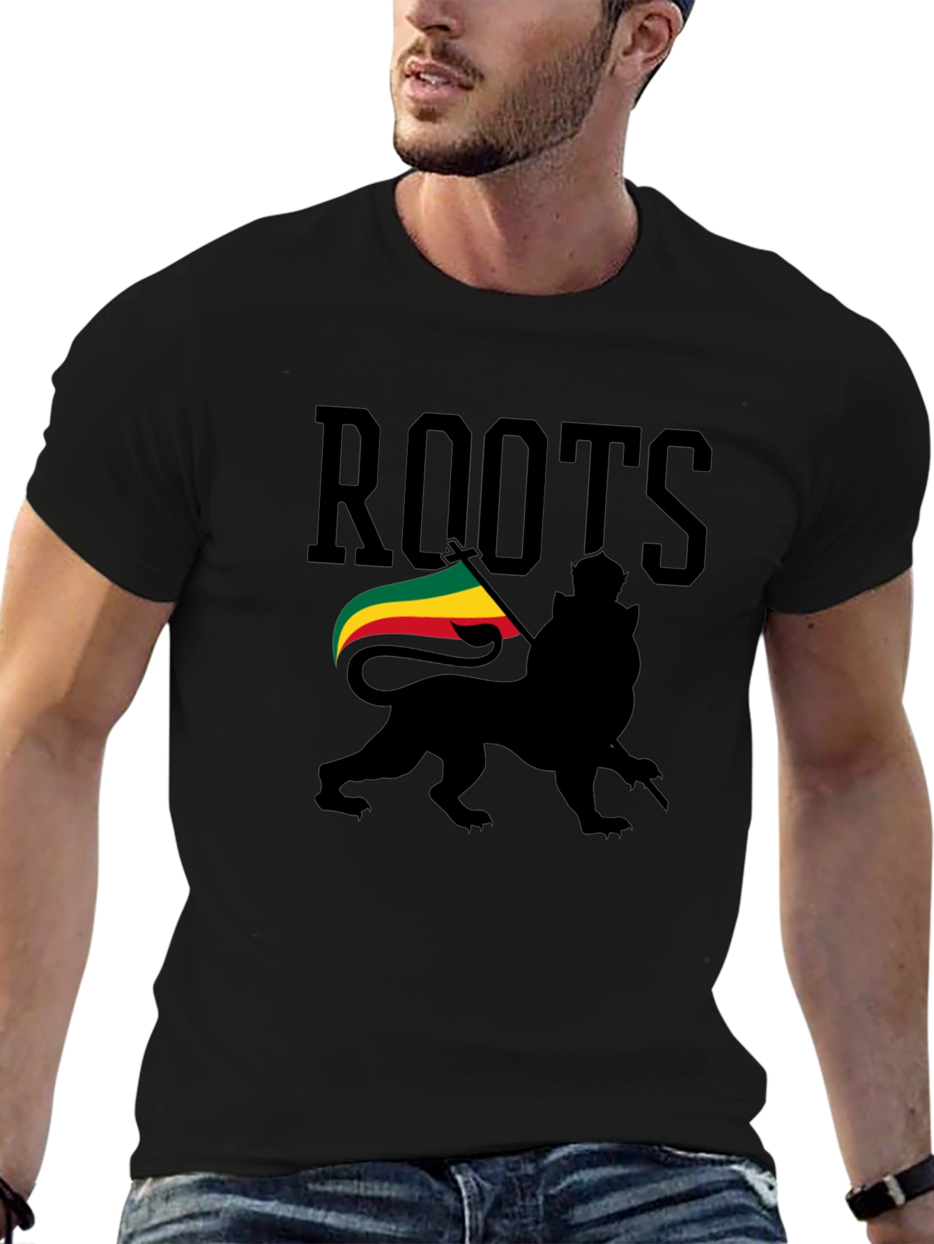 Roots Lion Black T-Shirt Reggae Rasta