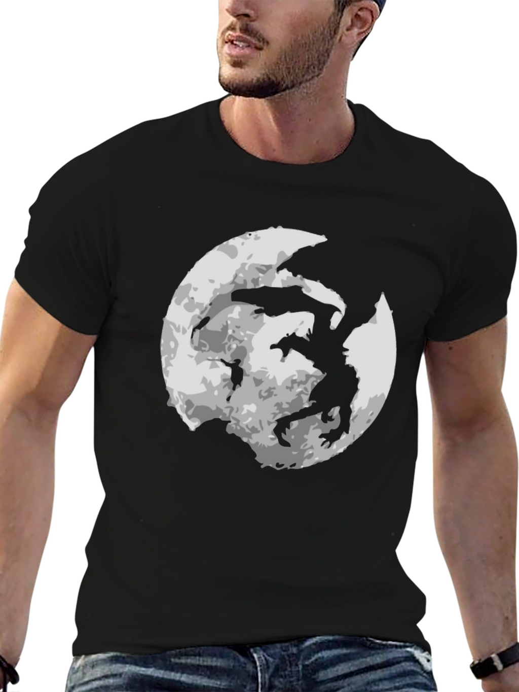 Moon Dragon Graphic Tee - Black