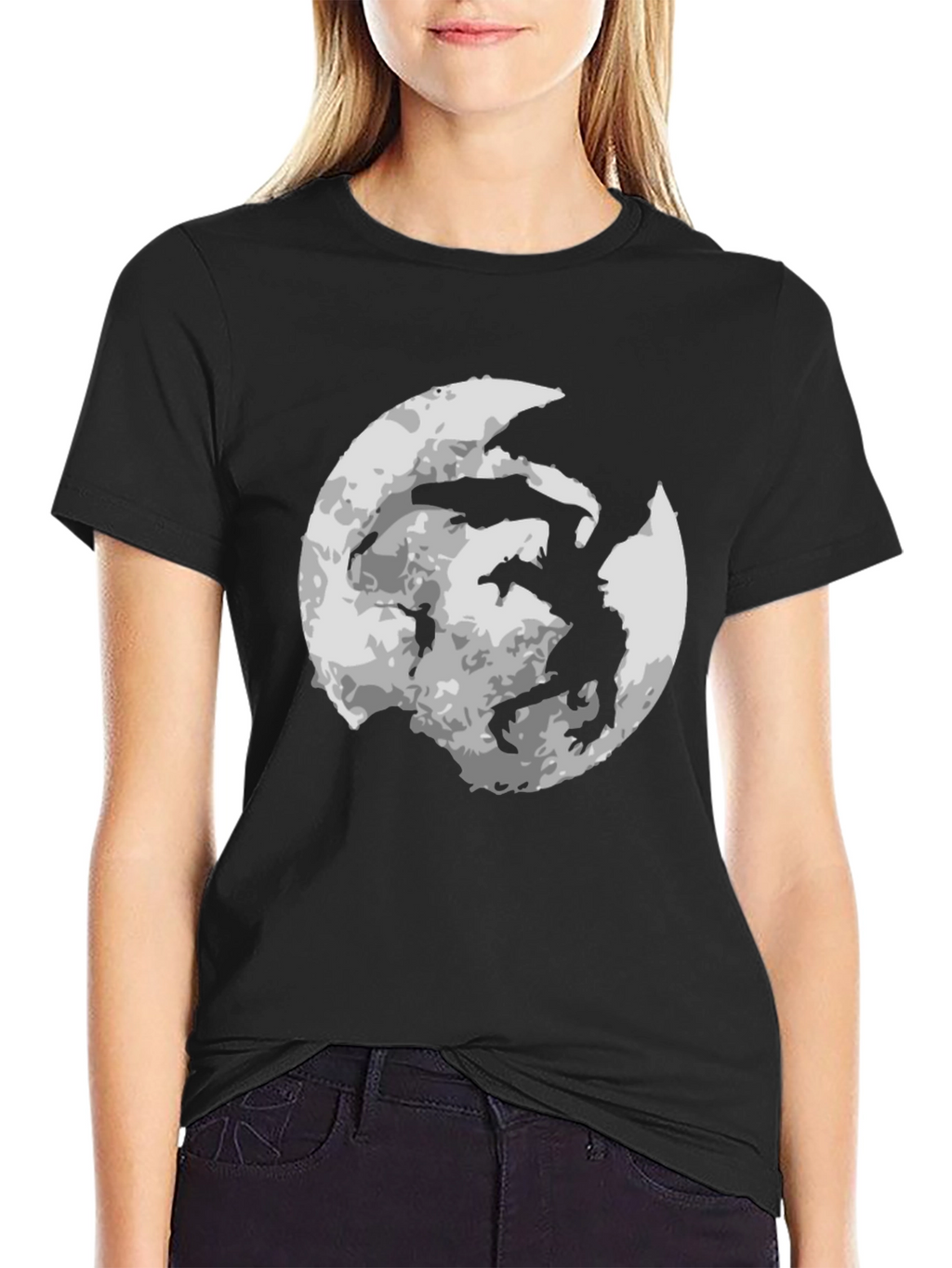 Moon Dragon Graphic Tee - Black