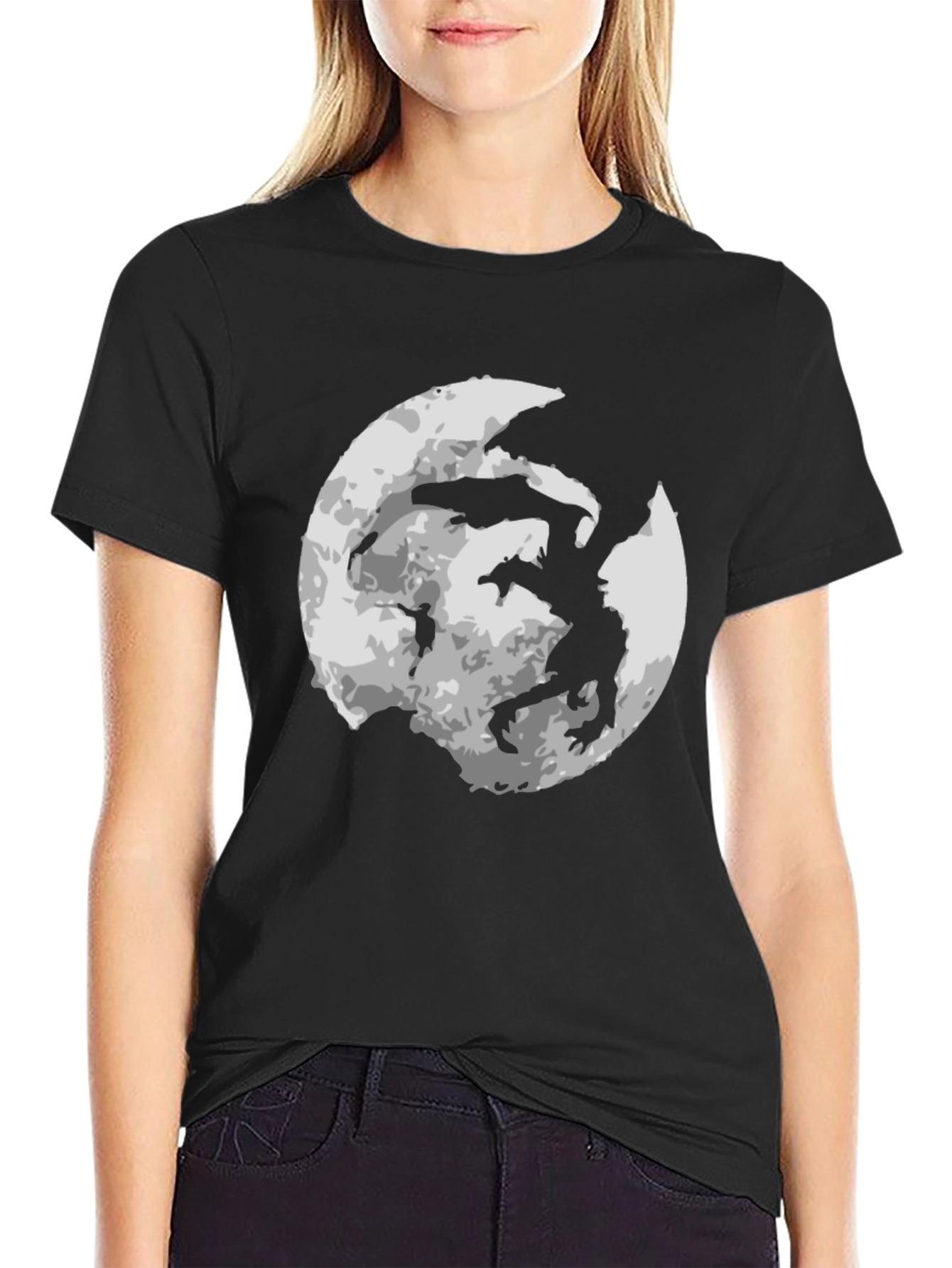 Moon Dragon Graphic Tee - Black