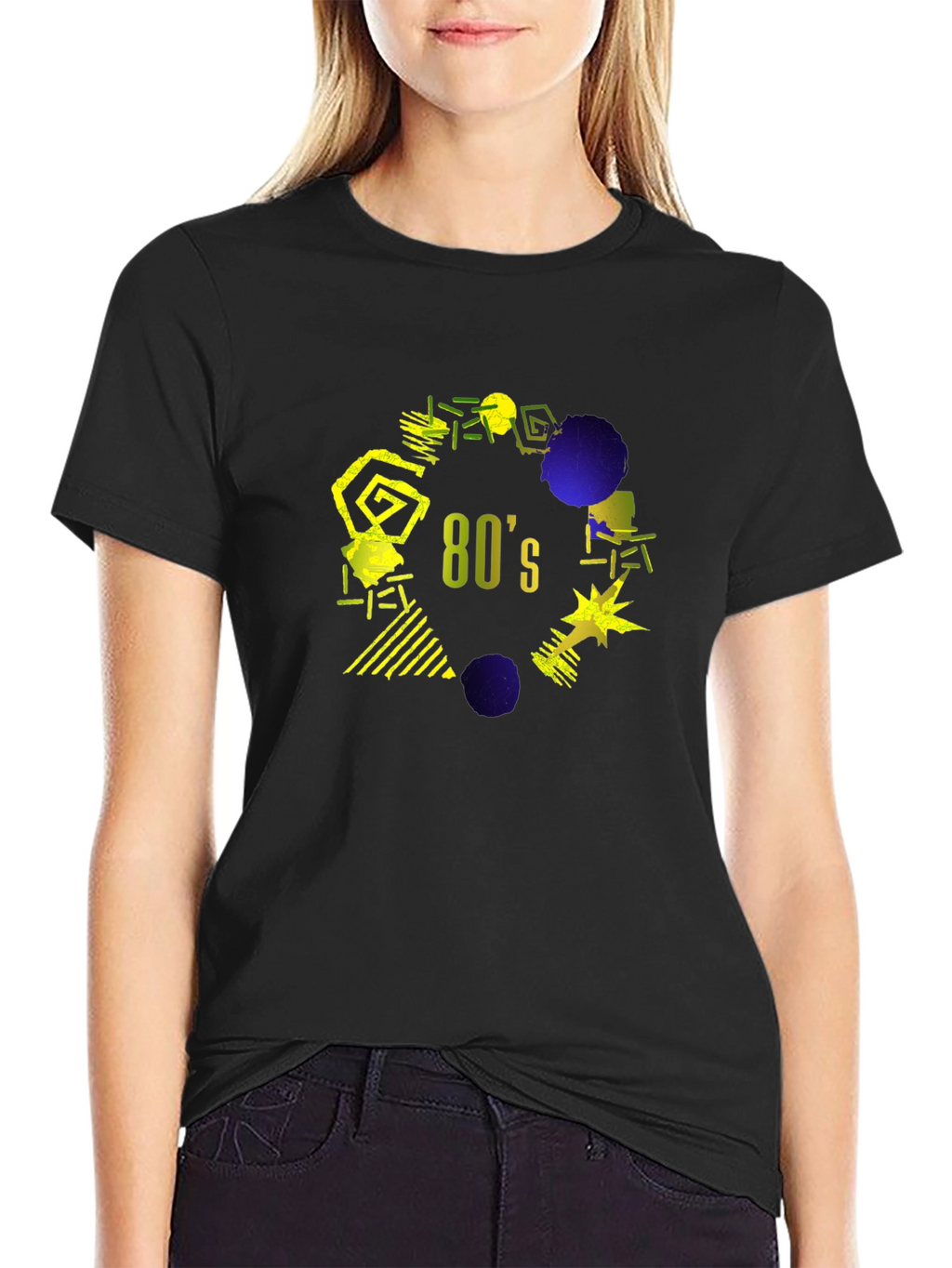 Retro 80s Graphic T-Shirt - Black
