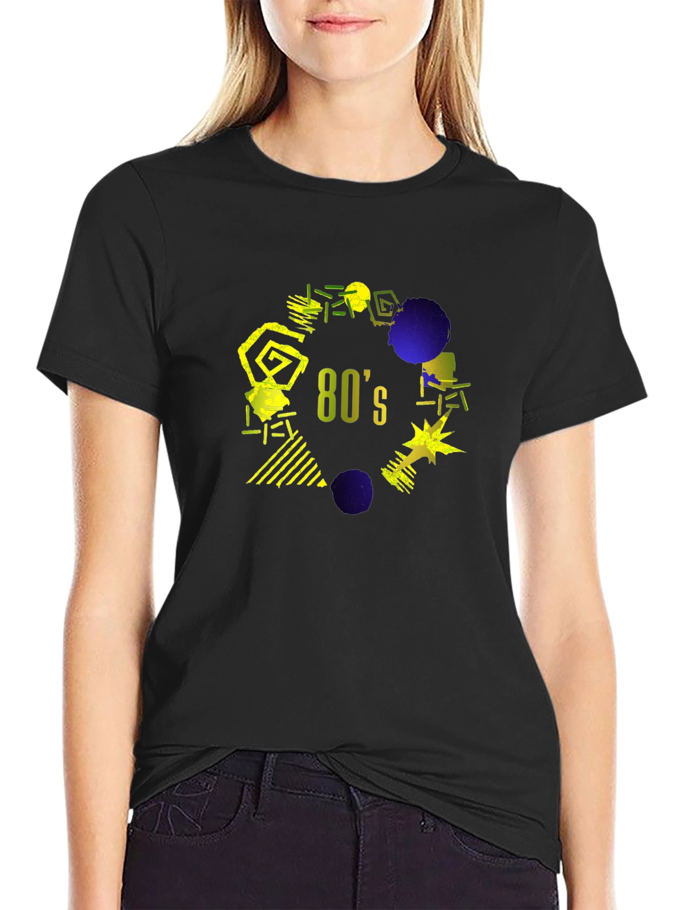 Retro 80s Graphic T-Shirt - Black