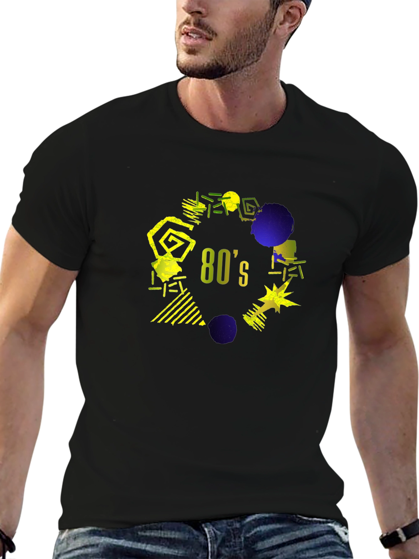 Retro 80s Graphic T-Shirt - Black