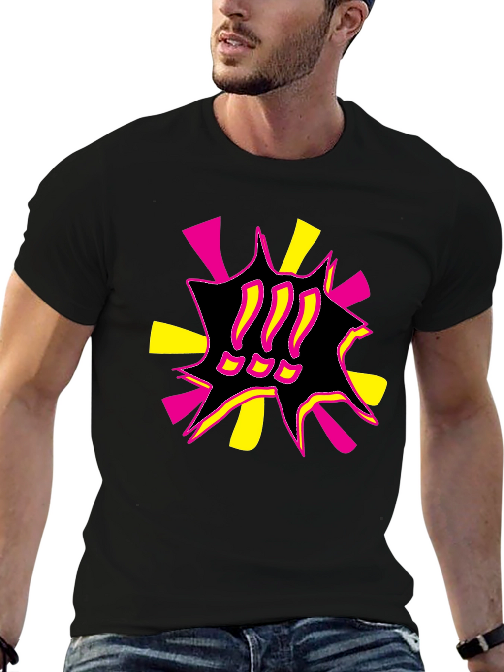 Bold Graphic Print Tee - Black