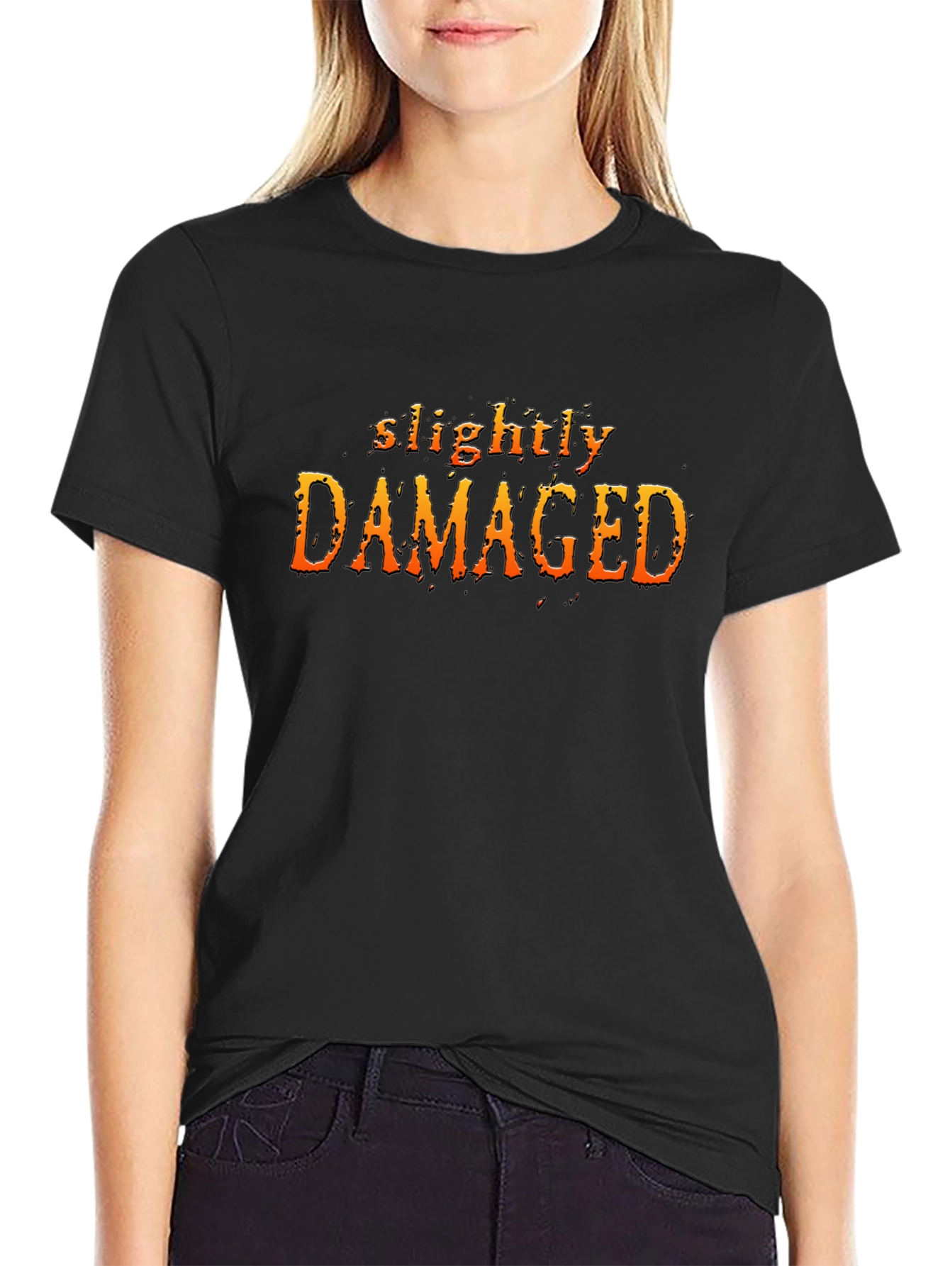 Slightly Damaged Graphic T-Shirt - Black Cotton Tee