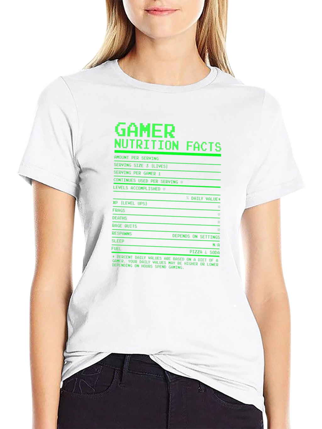 Gamer Nutrition Facts T-Shirt - Black Novelty Tee