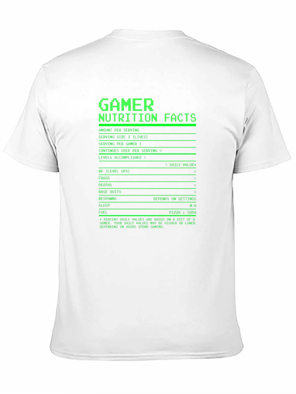 Gamer Nutrition Facts T-Shirt - Black Novelty Tee