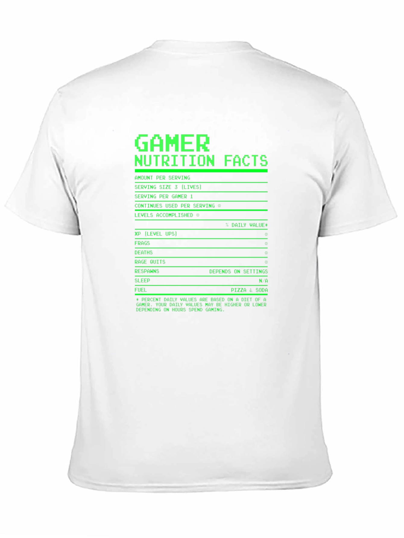 Gamer Nutrition Facts T-Shirt - Black Novelty Tee