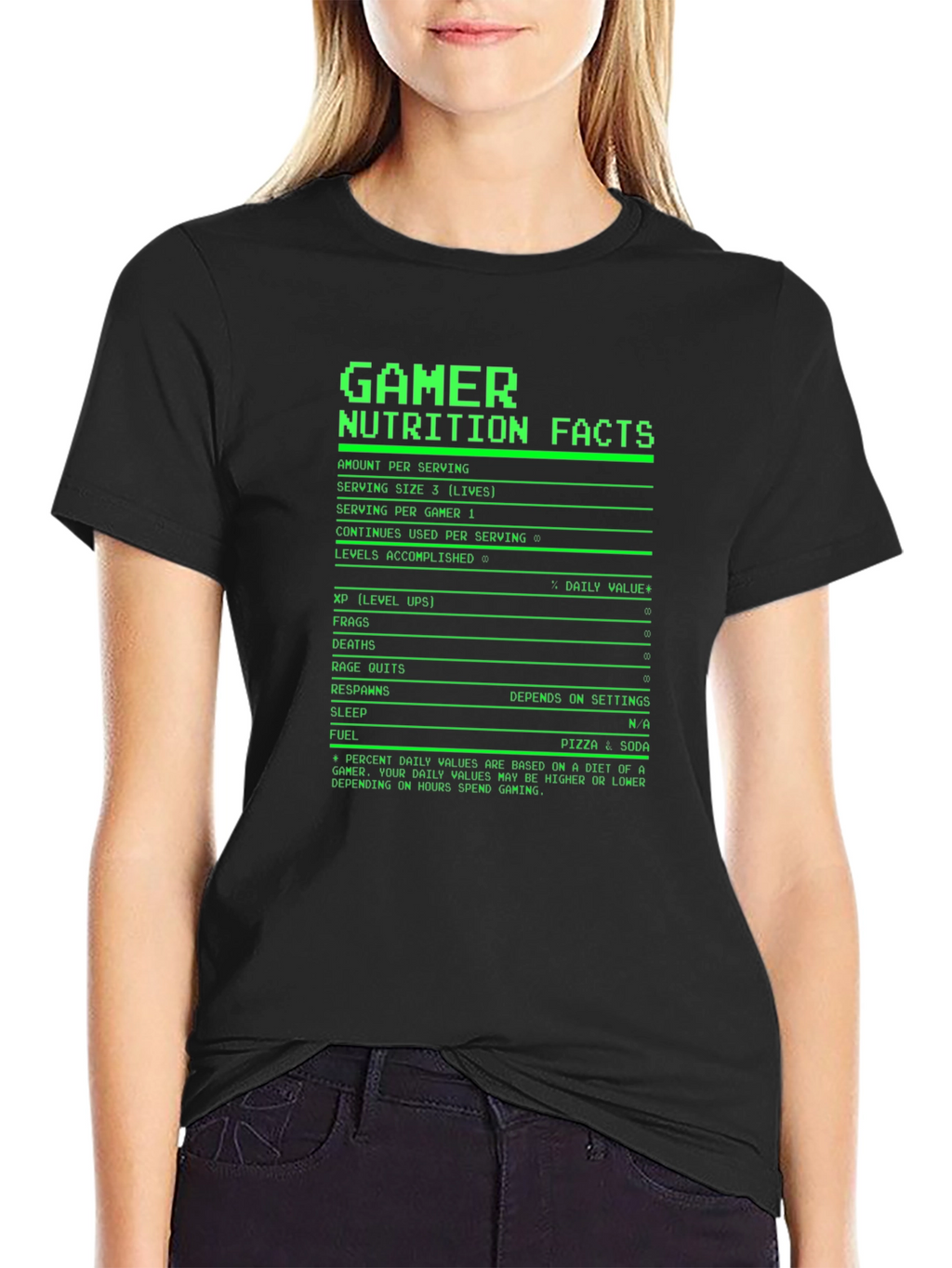 Gamer Nutrition Facts T-Shirt - Black Novelty Tee