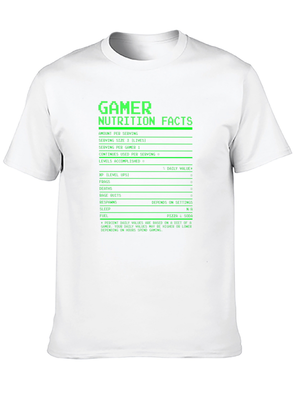 Gamer Nutrition Facts T-Shirt - Black Novelty Tee