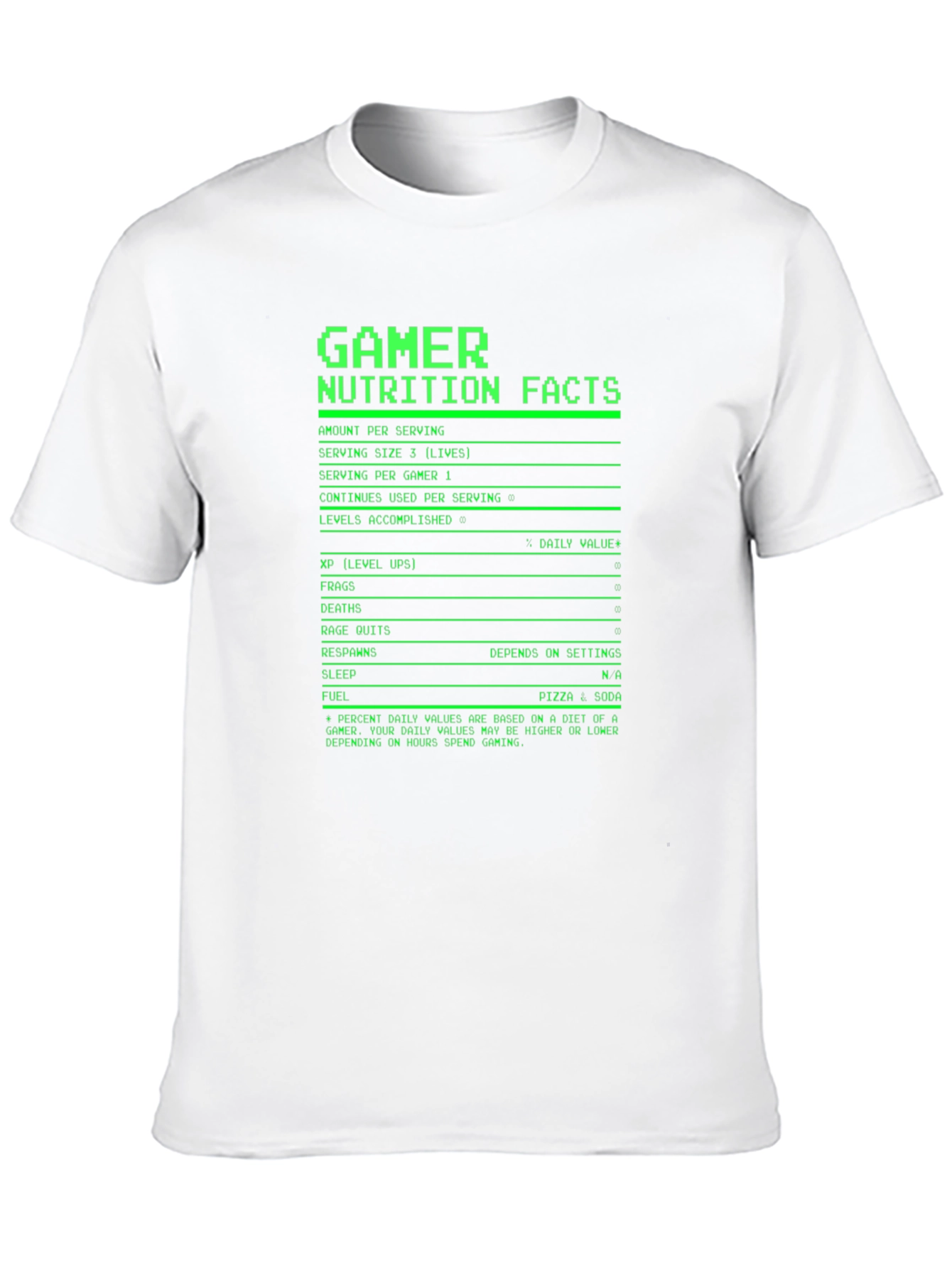 Gamer Nutrition Facts T-Shirt - Black Novelty Tee