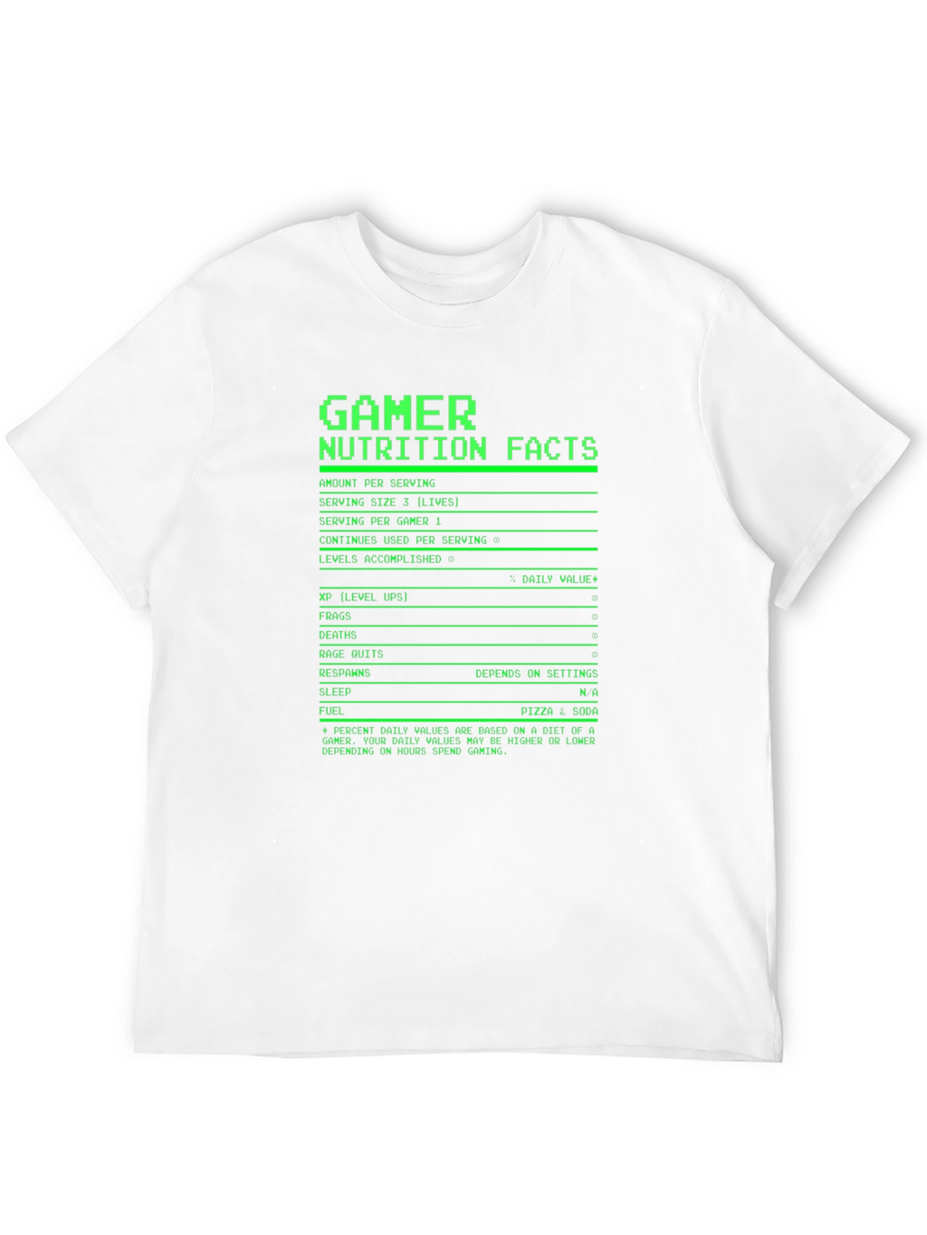 Gamer Nutrition Facts T-Shirt - Black Novelty Tee