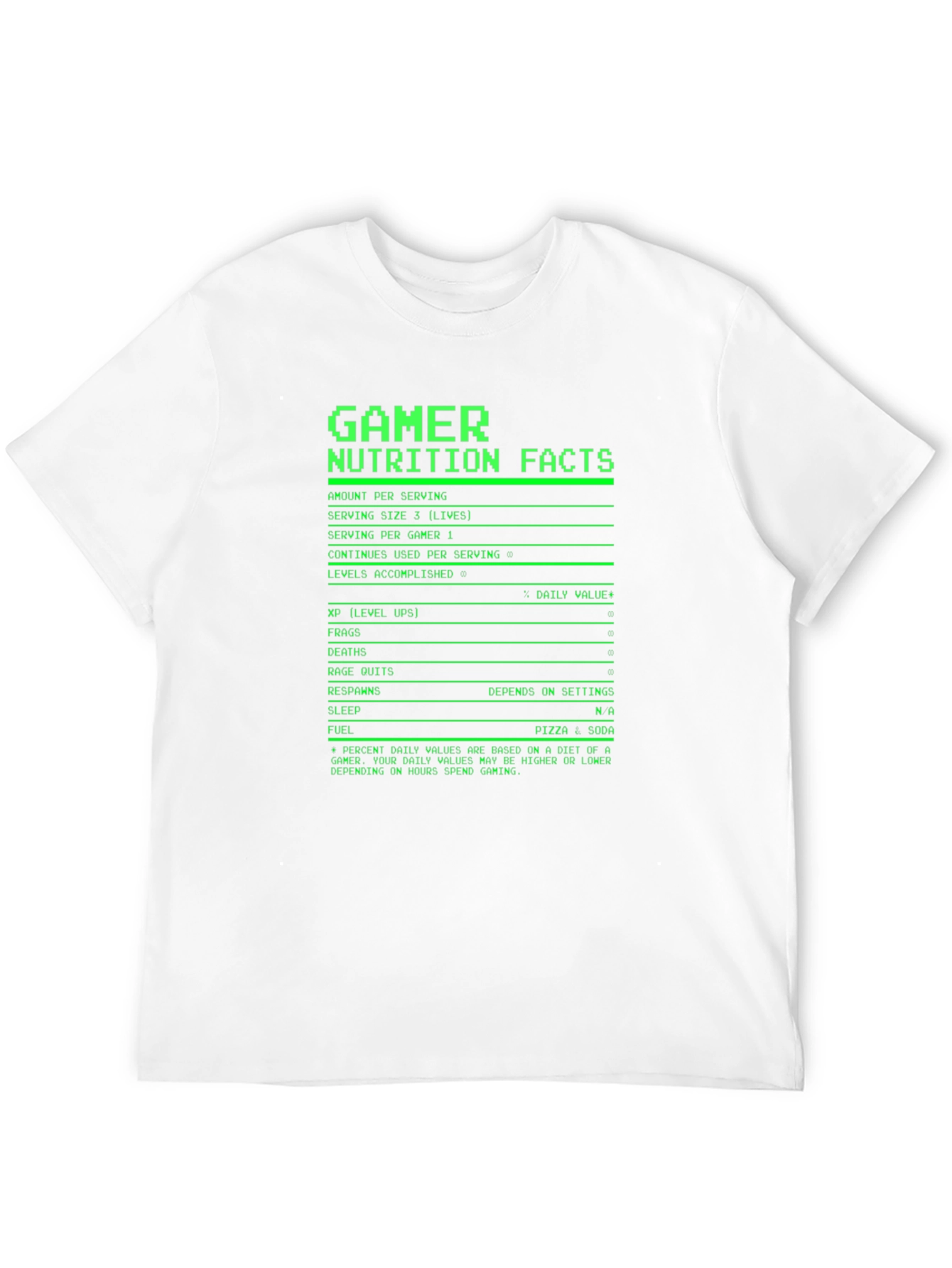 Gamer Nutrition Facts T-Shirt - Black Novelty Tee