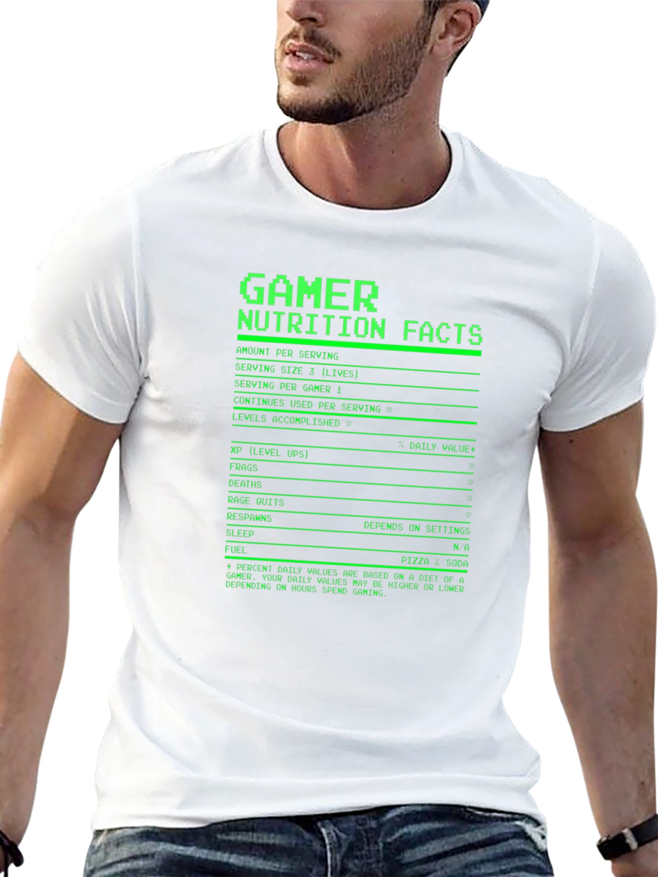 Gamer Nutrition Facts T-Shirt - Black Novelty Tee