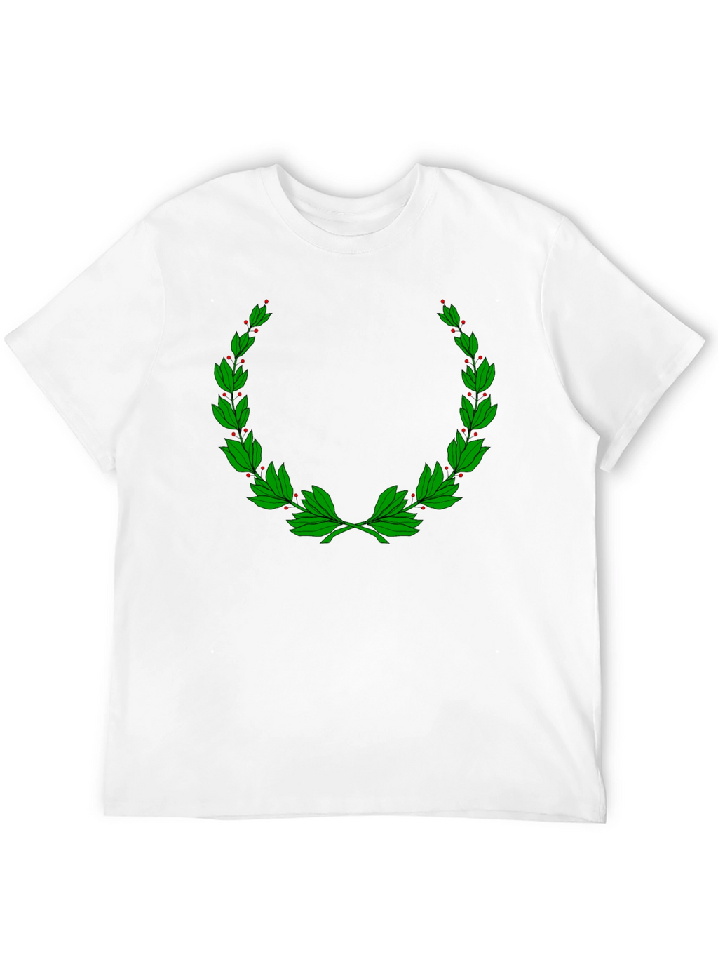 Classic Black T-Shirt with Green Laurel Wreath Design