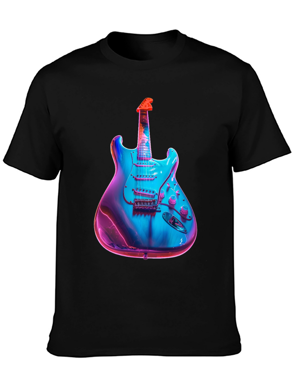 Electric Guitar Graphic T-Shirt - Black